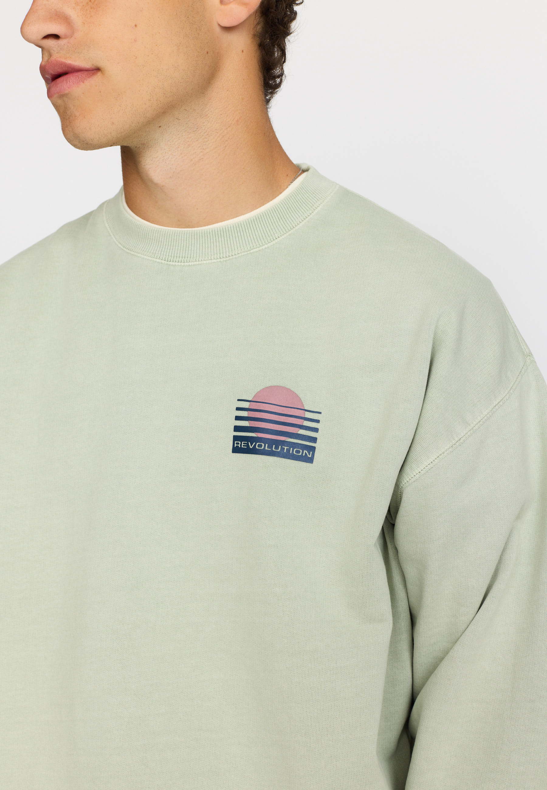 Revolution Printed Crewneck Sweatshirts Mint