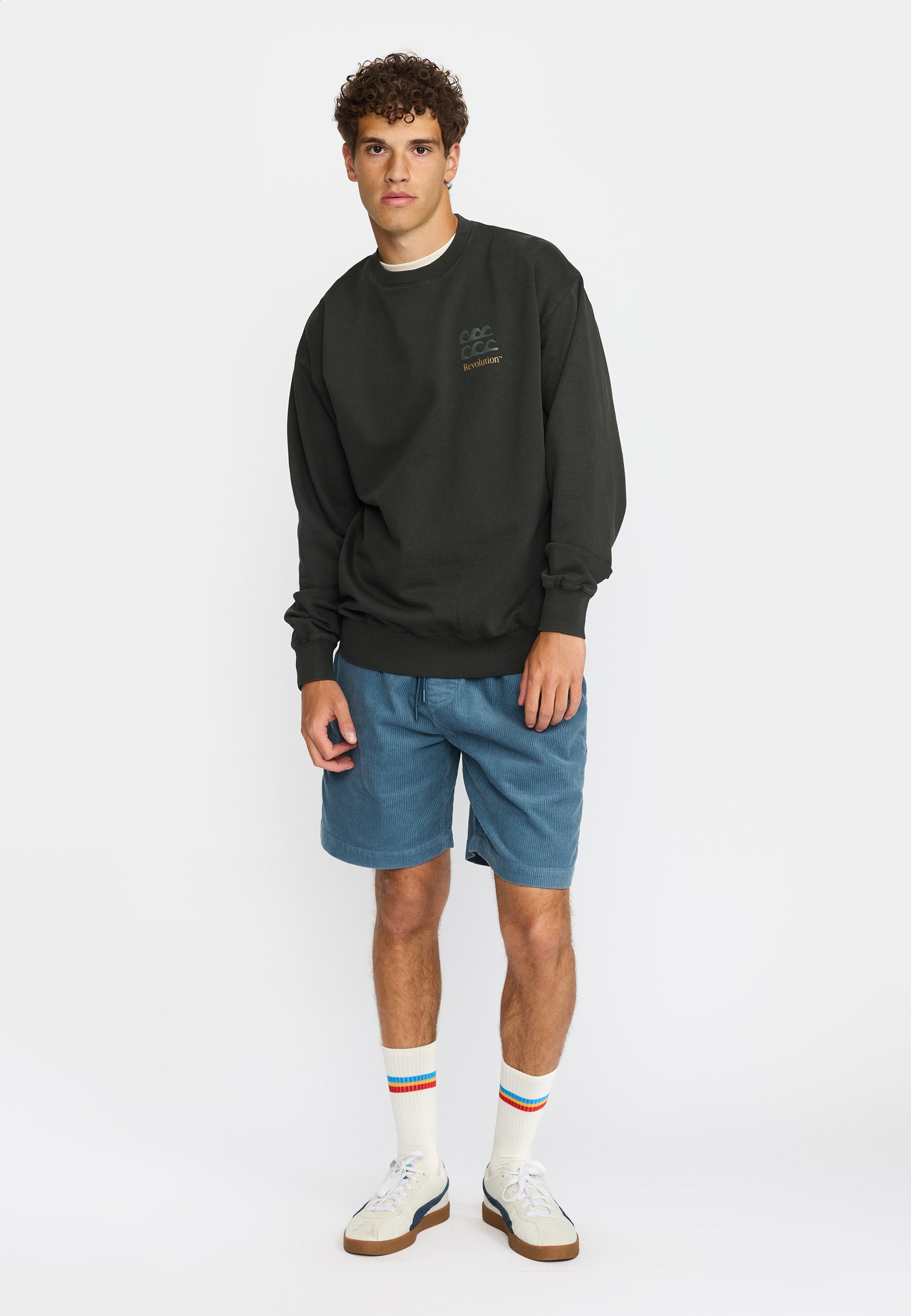 Revolution Printed Crewneck Sweatshirts Black