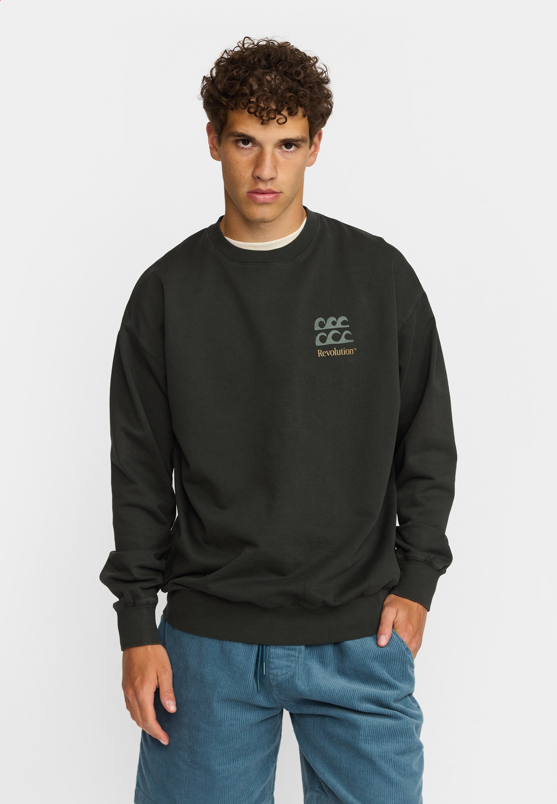 Revolution Printed Crewneck Sweatshirts Black