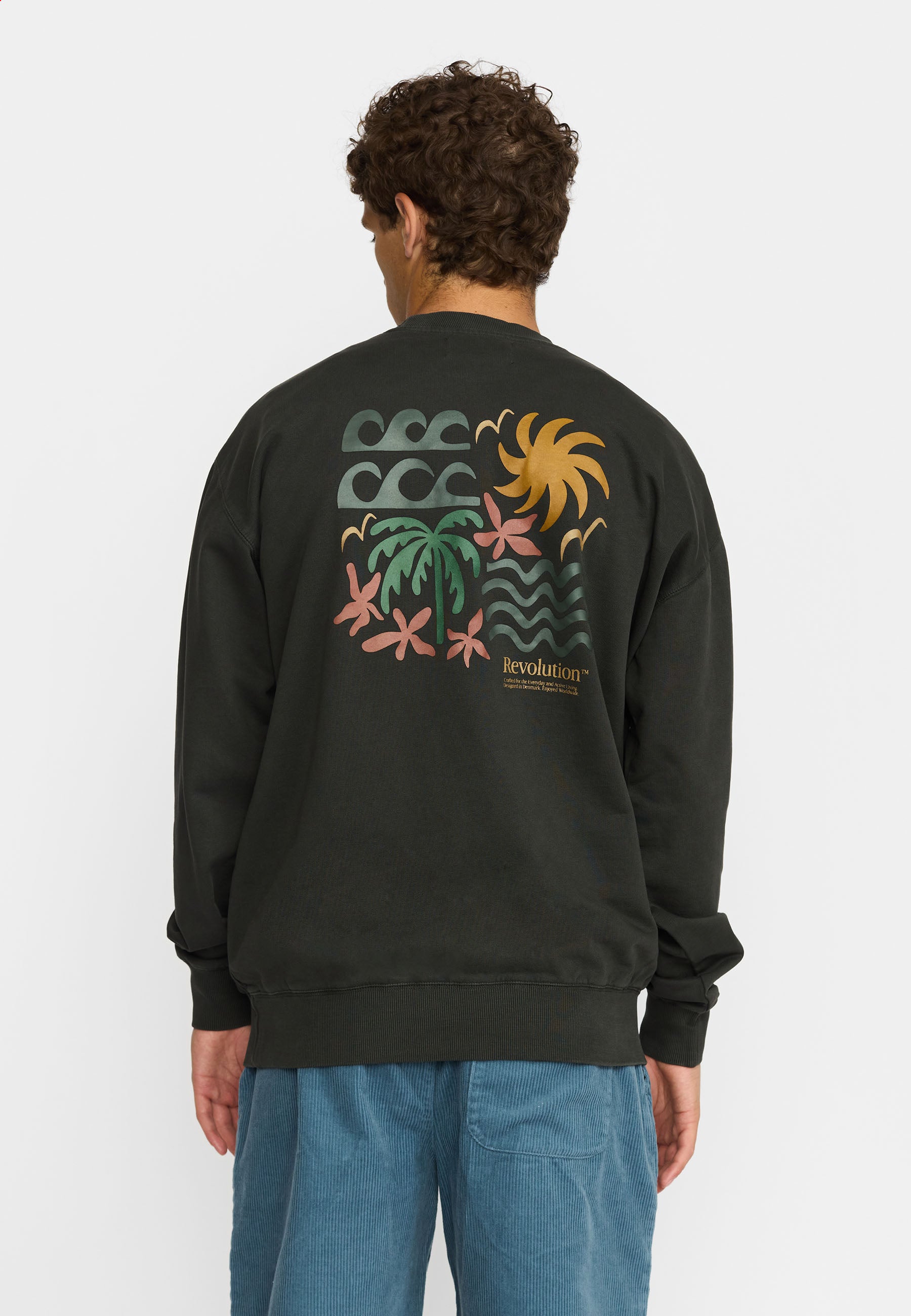 Revolution Printed Crewneck Sweatshirts Black