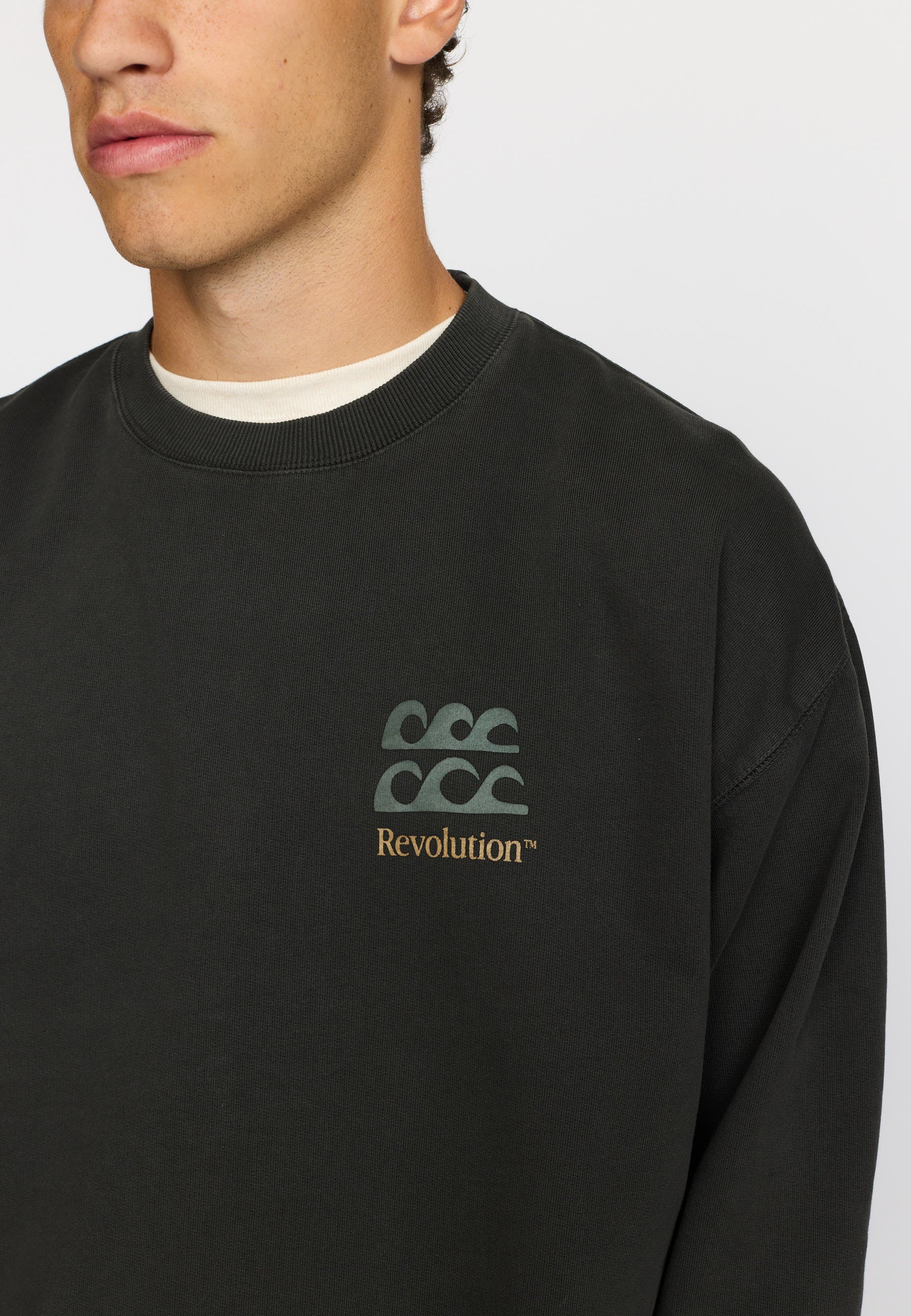 Revolution Printed Crewneck Sweatshirts Black