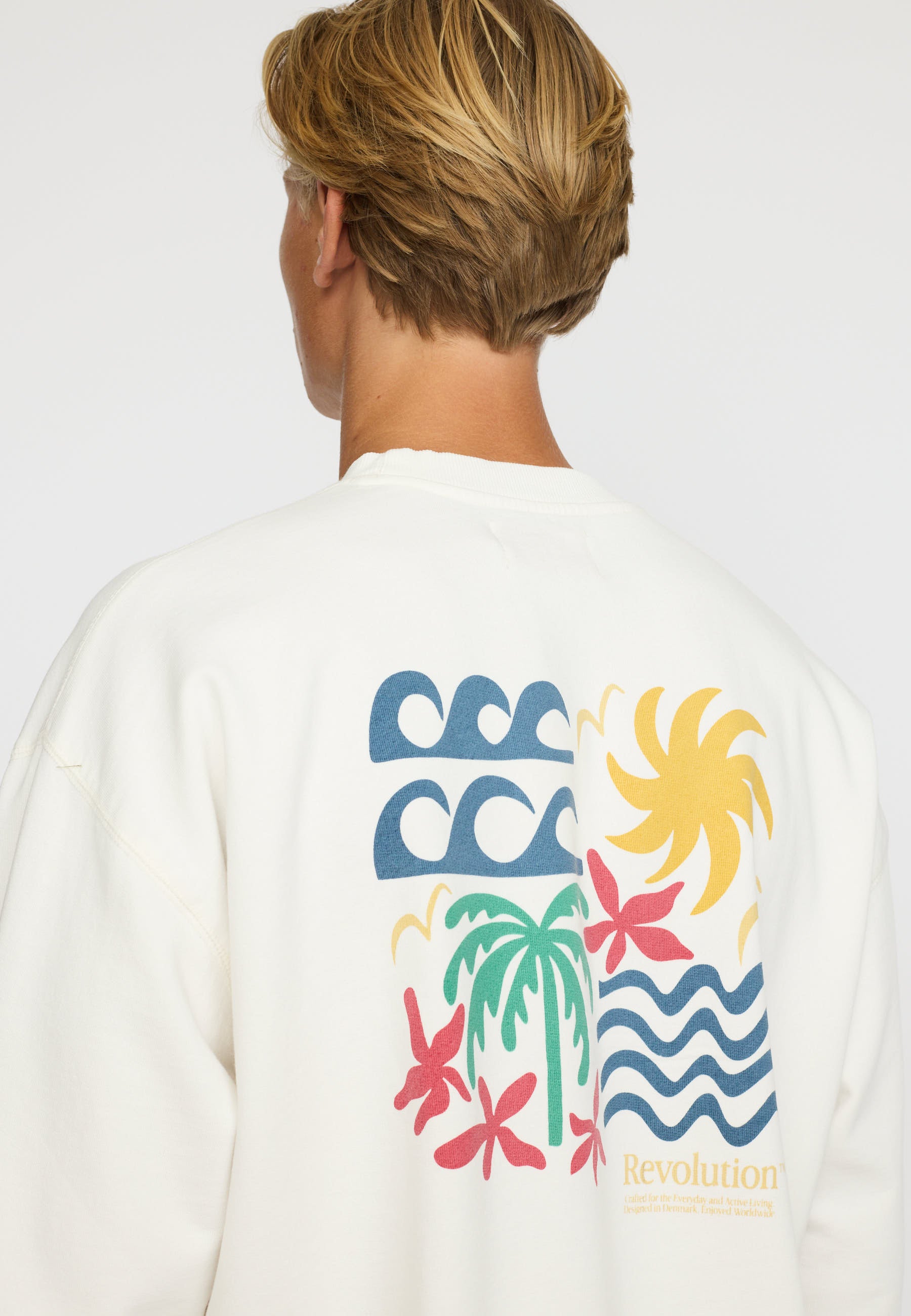Revolution Printed Crewneck Sweatshirts Offwhite