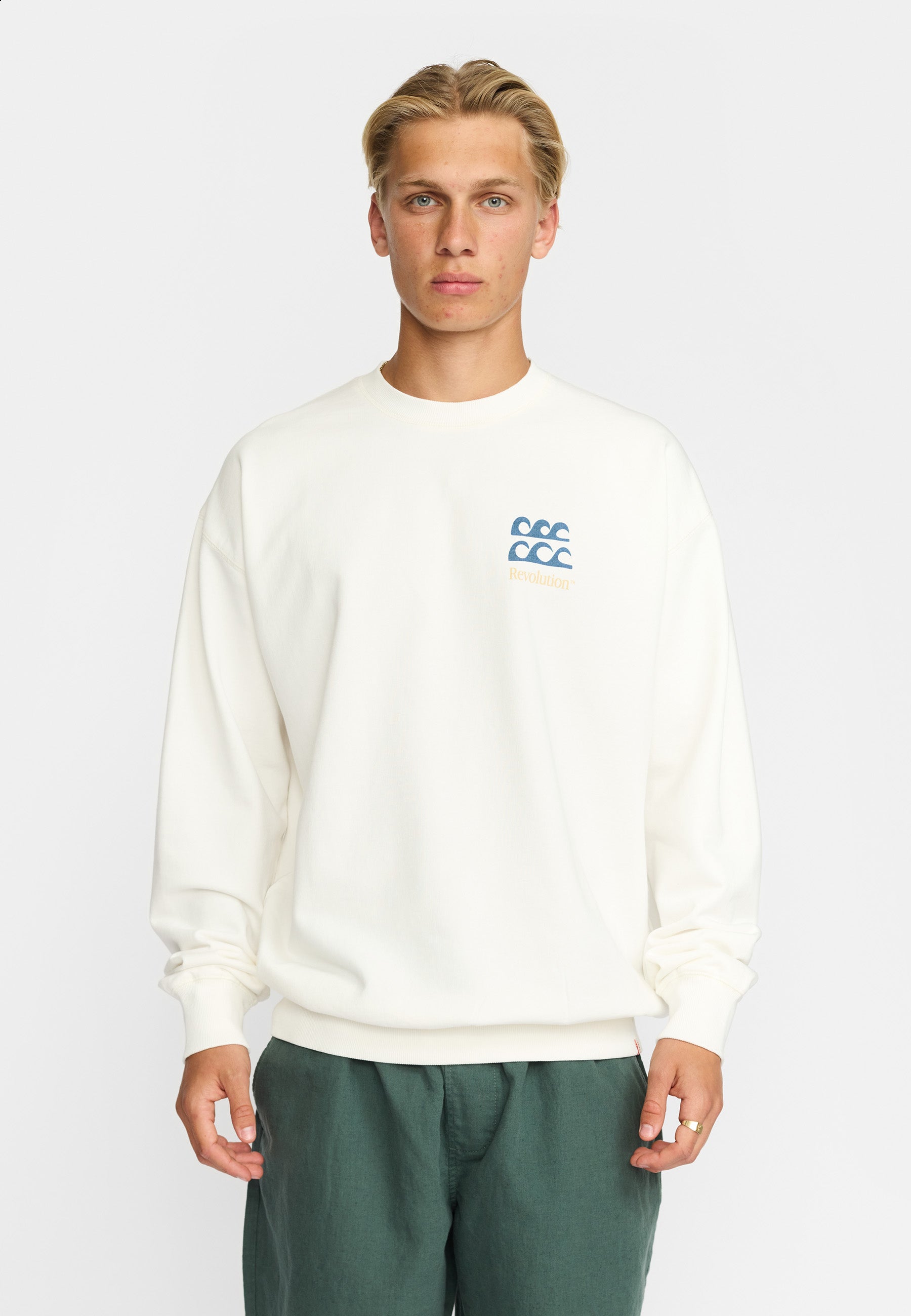 Revolution Printed Crewneck Sweatshirts Offwhite