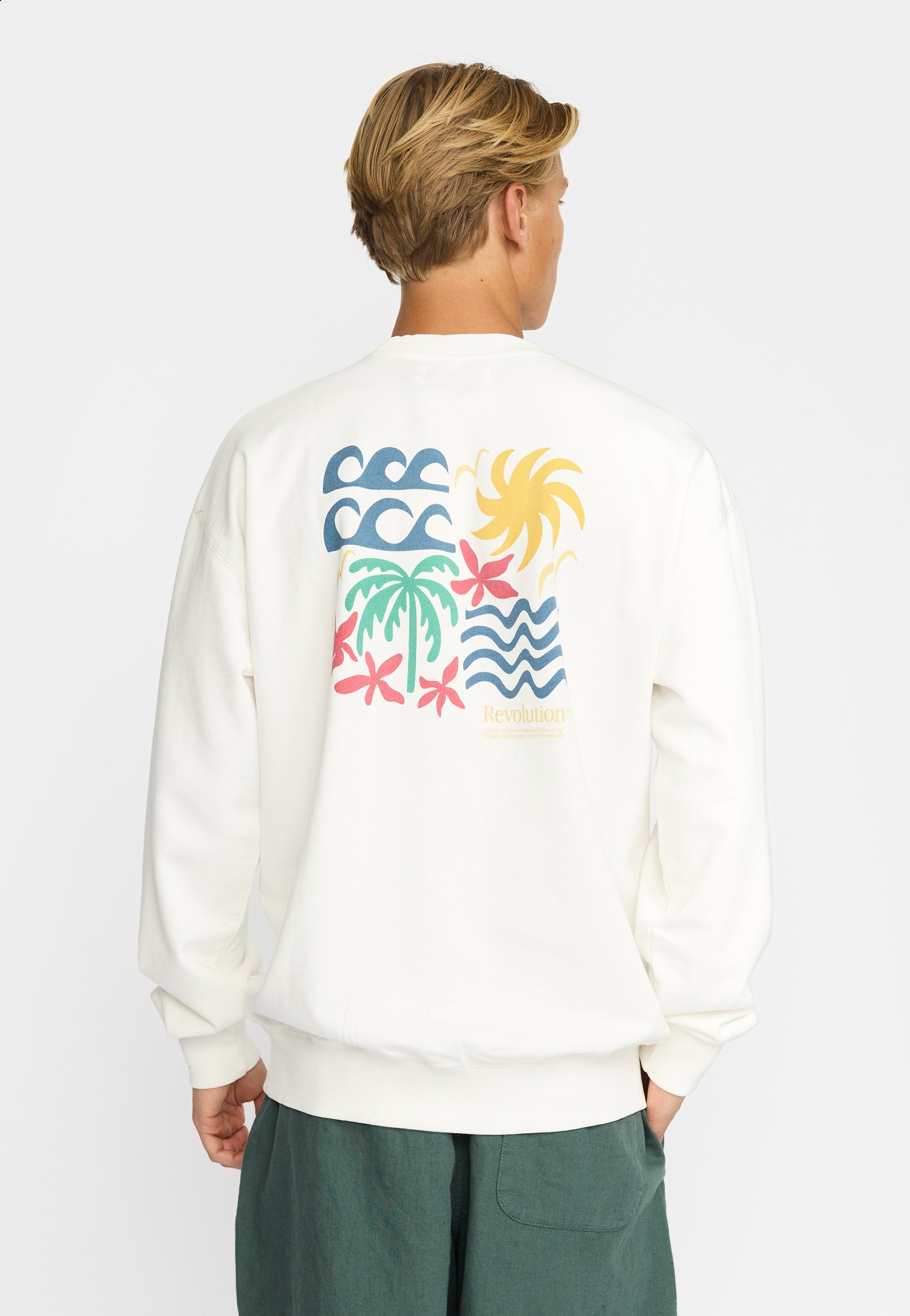 Revolution Printed Crewneck Sweatshirts Offwhite
