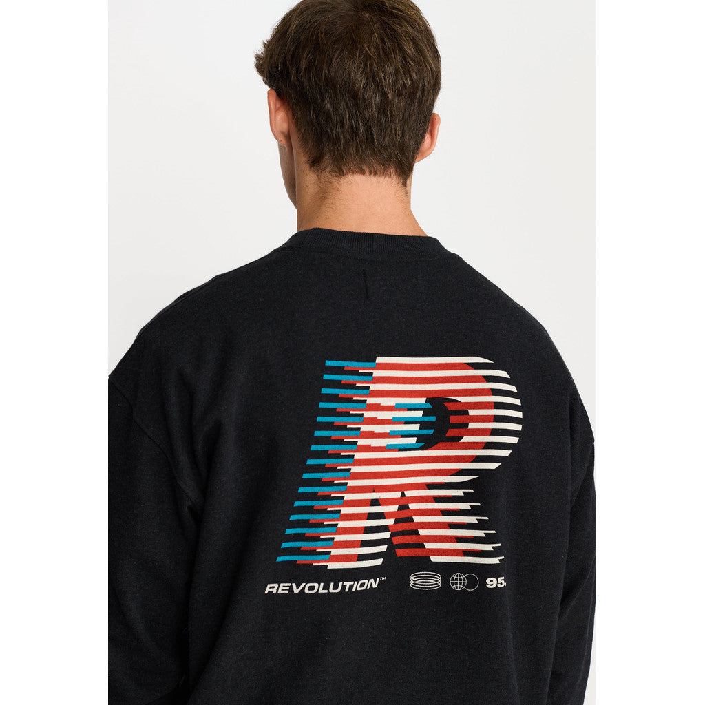 Revolution Printed Crewneck Sweatshirts Black-melange
