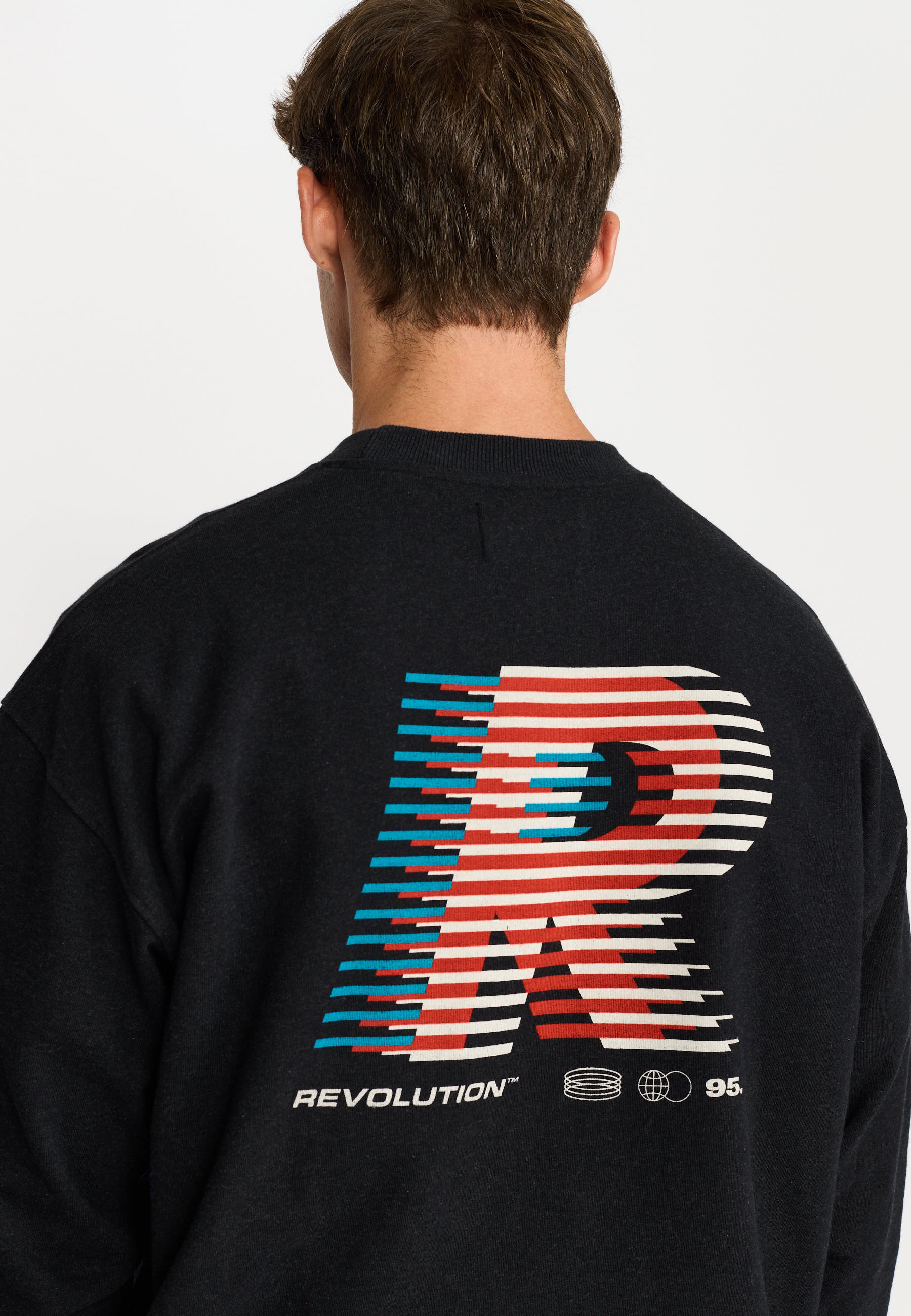 Revolution Printed Crewneck Sweatshirts Black-melange