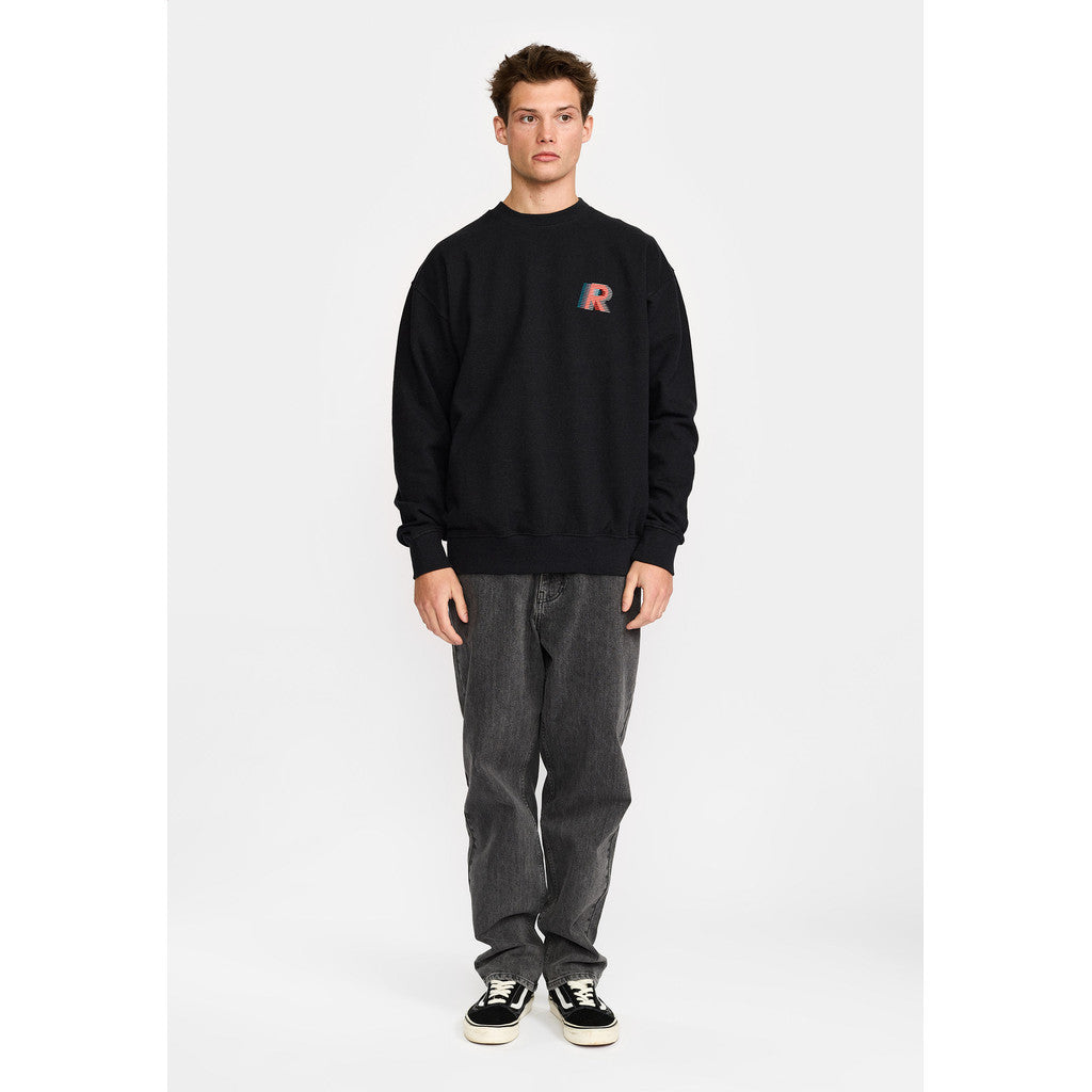 Revolution Printed Crewneck Sweatshirts Black-melange
