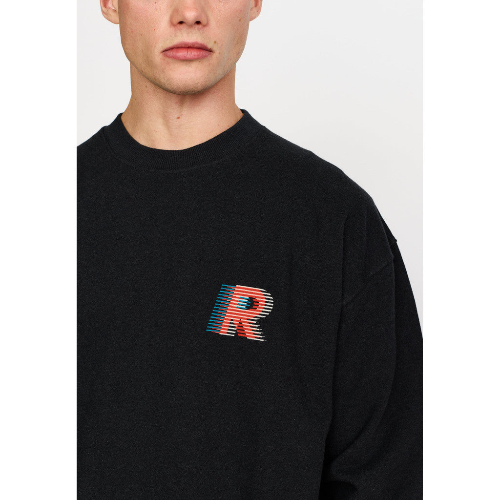 Revolution Printed Crewneck Sweatshirts Black-melange