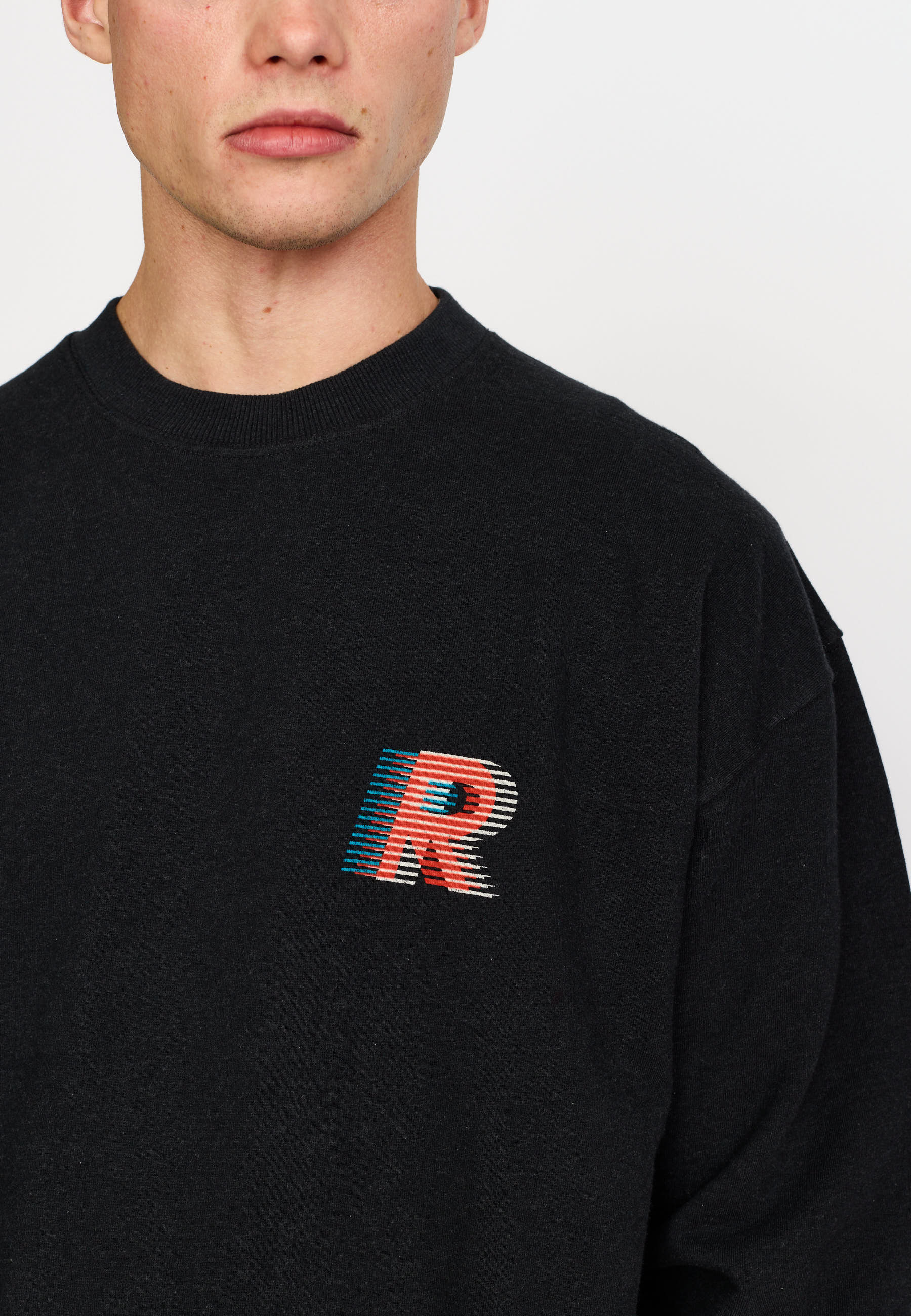 Revolution Printed Crewneck Sweatshirts Black-melange