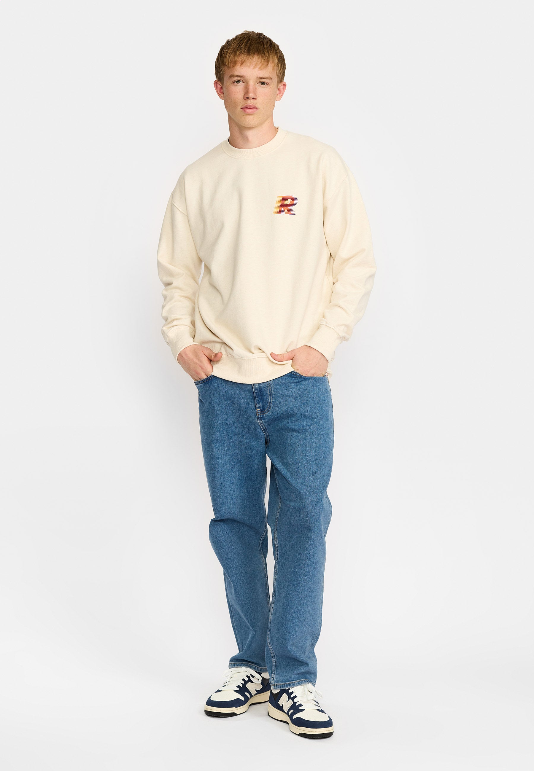 Revolution Printed Crewneck Sweatshirts Offwhite-melange