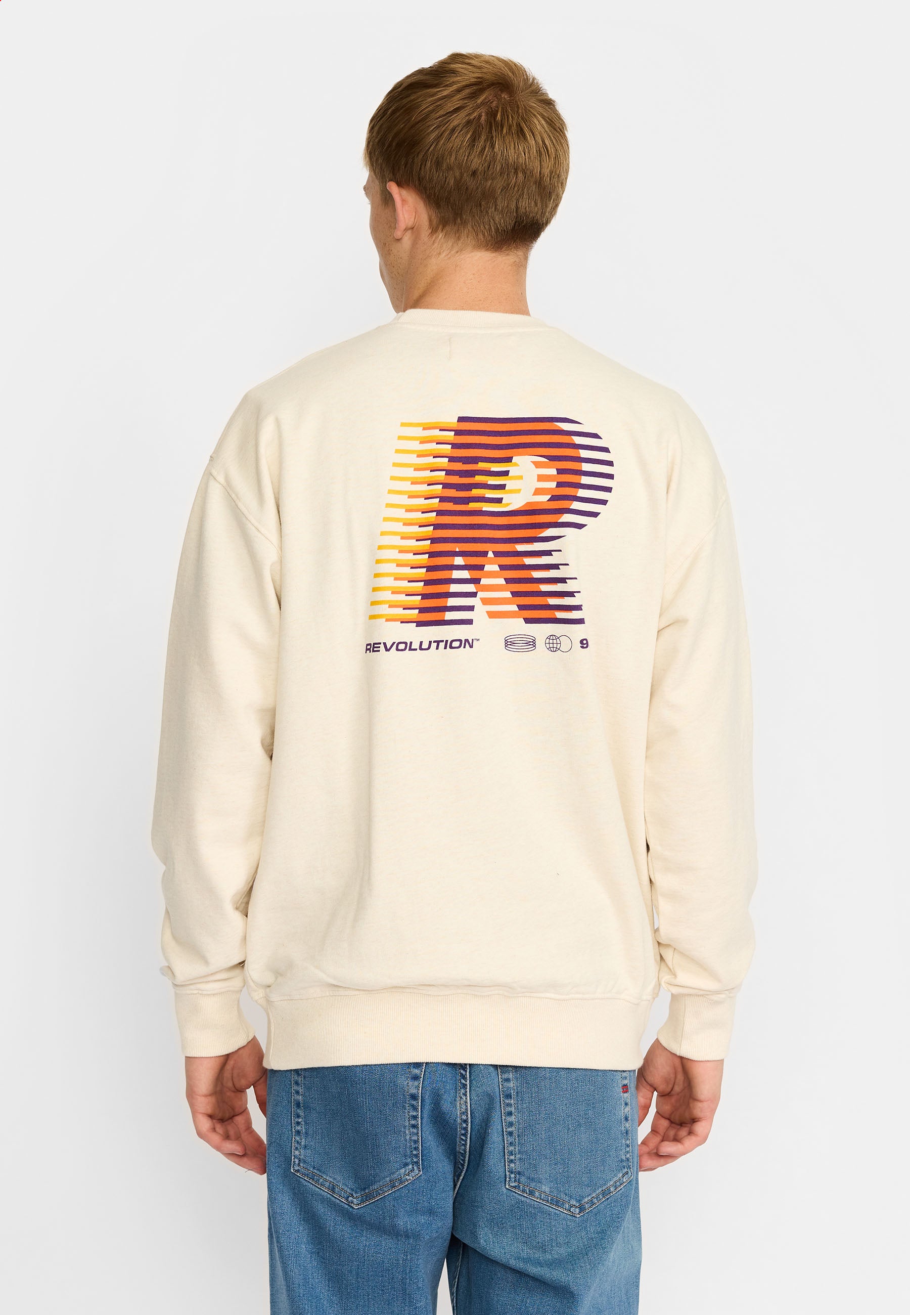 Revolution Printed Crewneck Sweatshirts Offwhite-melange