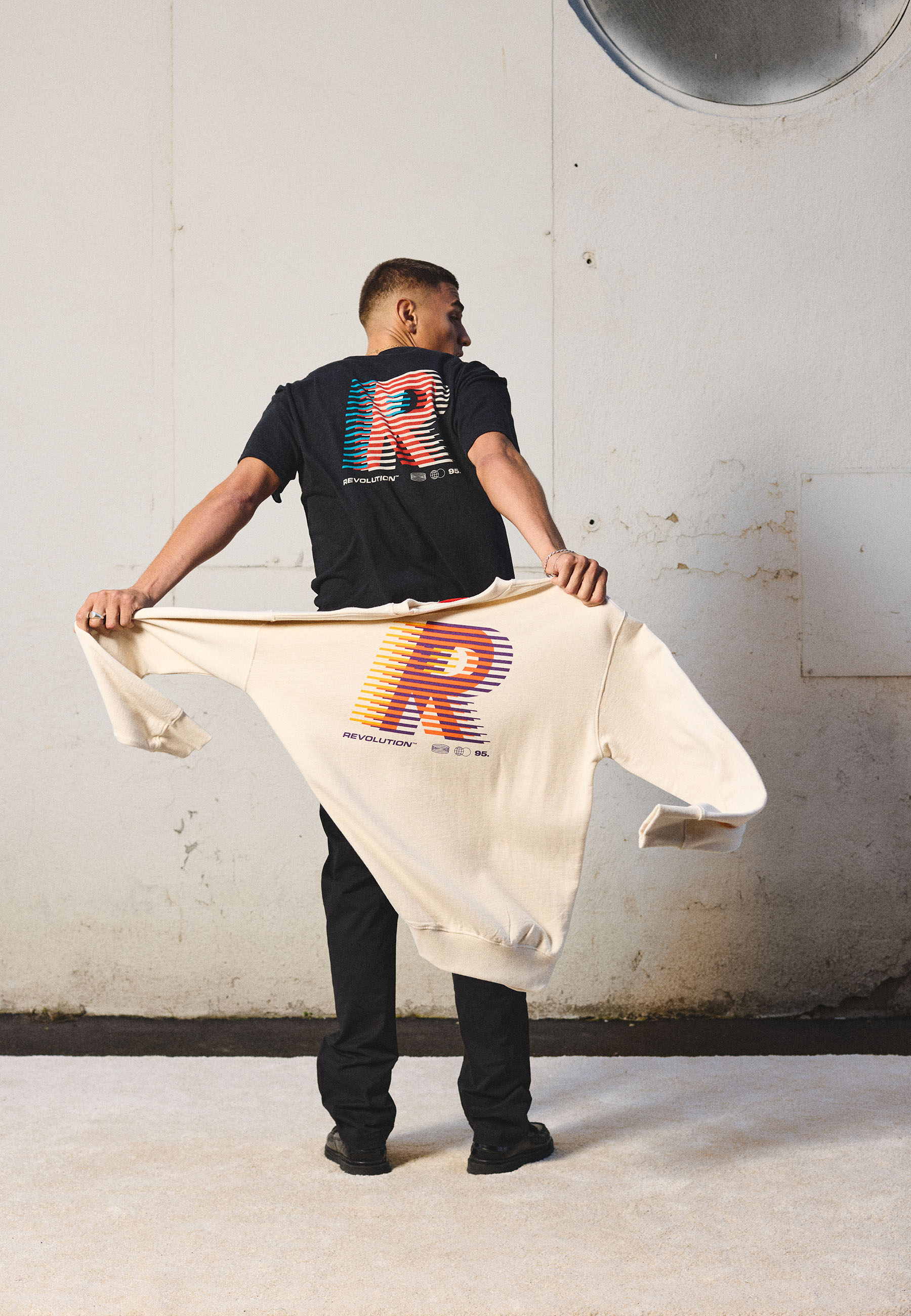 Revolution Printed Crewneck Sweatshirts Offwhite-melange