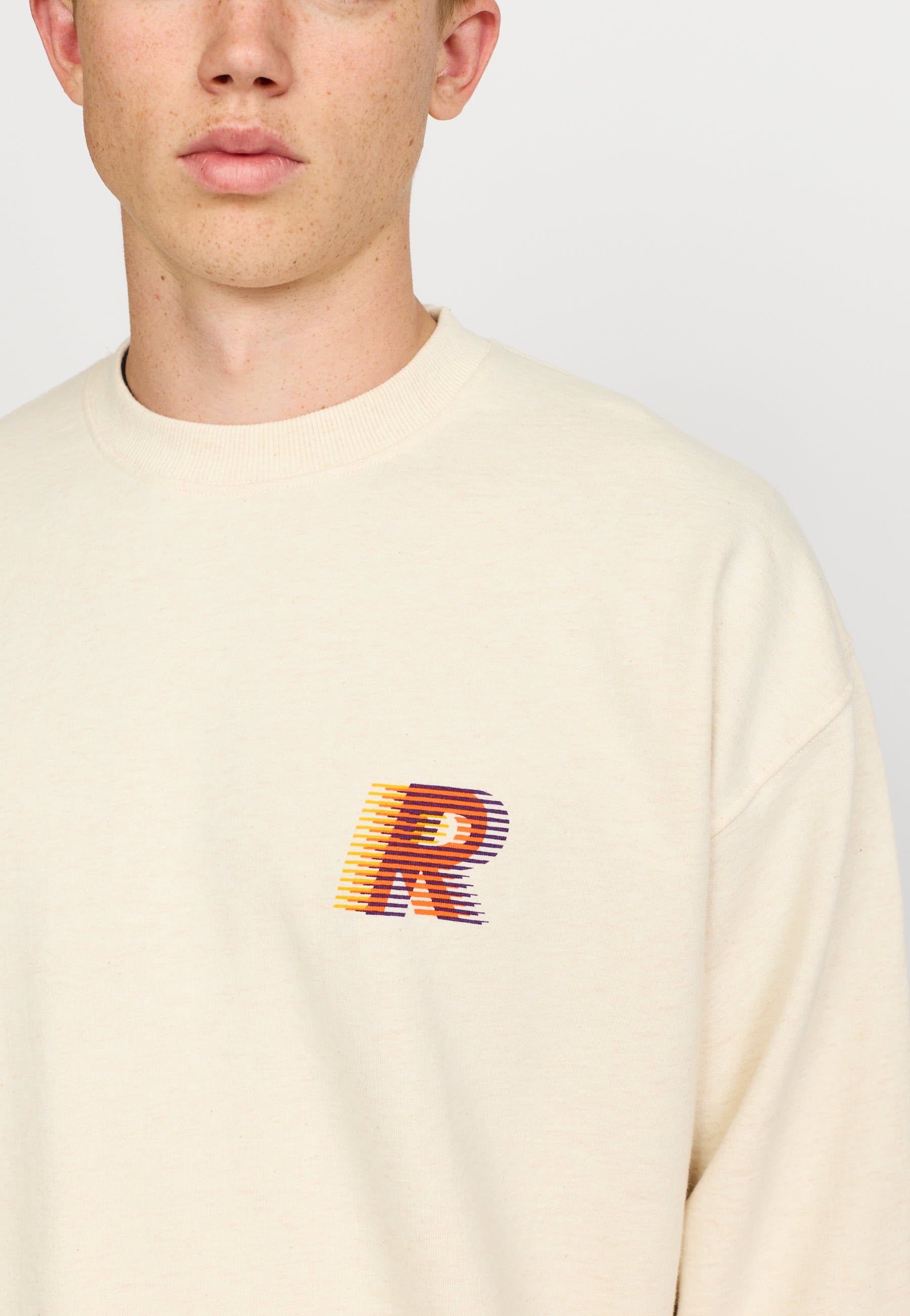 Revolution Printed Crewneck Sweatshirts Offwhite-melange