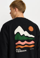 Revolution Printed Crewneck Sweatshirts Black-melange