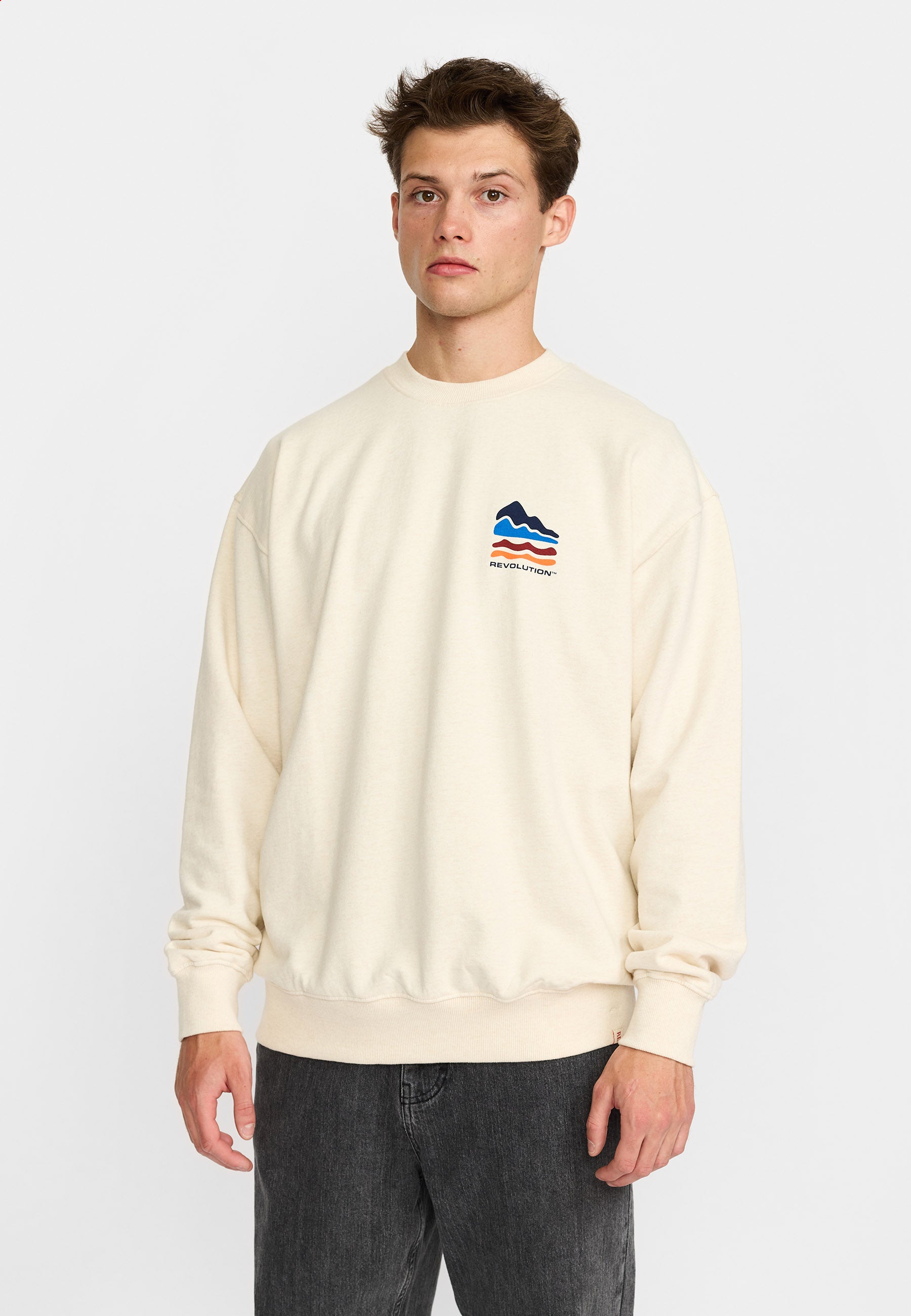 Revolution Printed Crewneck Sweatshirts Offwhite-melange