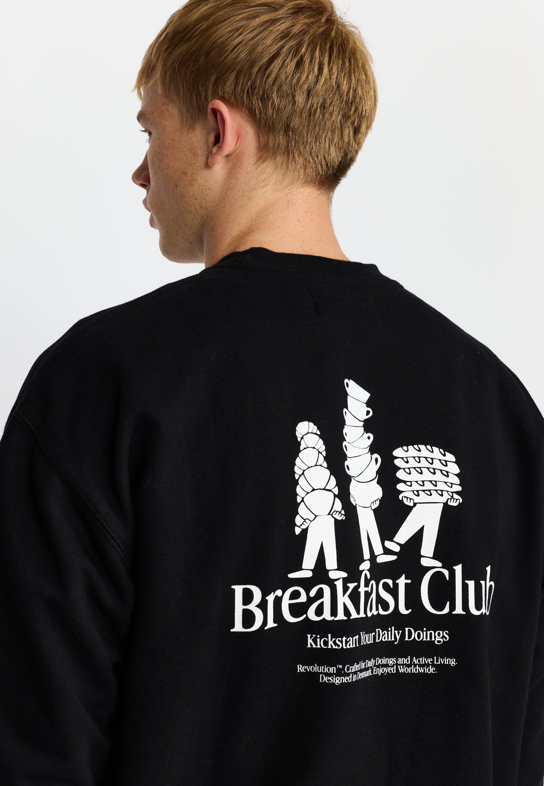 Revolution Printed Crewneck Sweatshirts Black