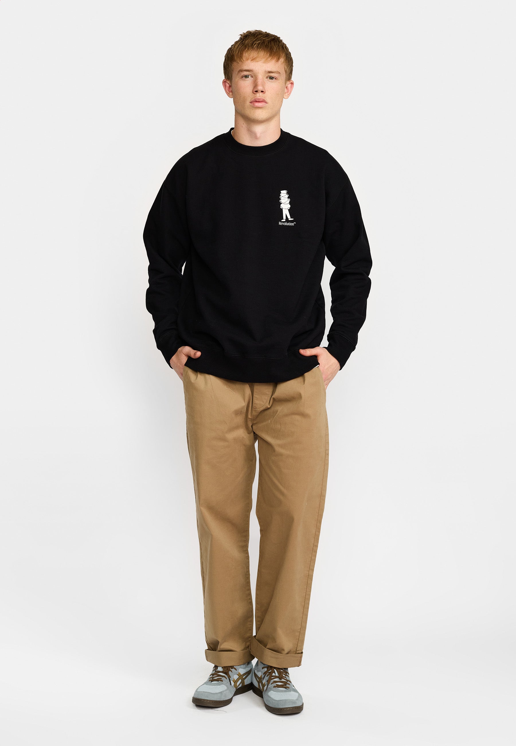 Revolution Printed Crewneck Sweatshirts Black