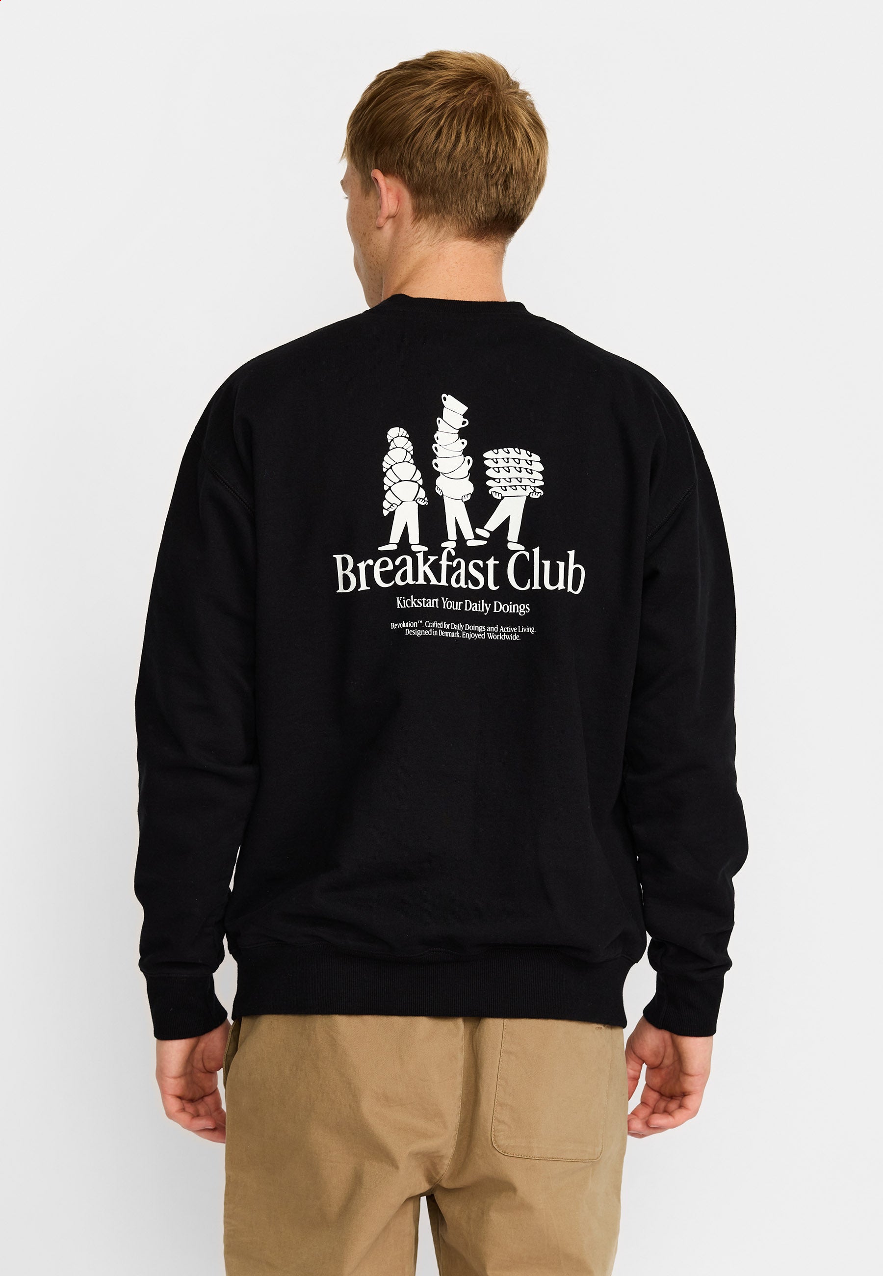 Revolution Printed Crewneck Sweatshirts Black
