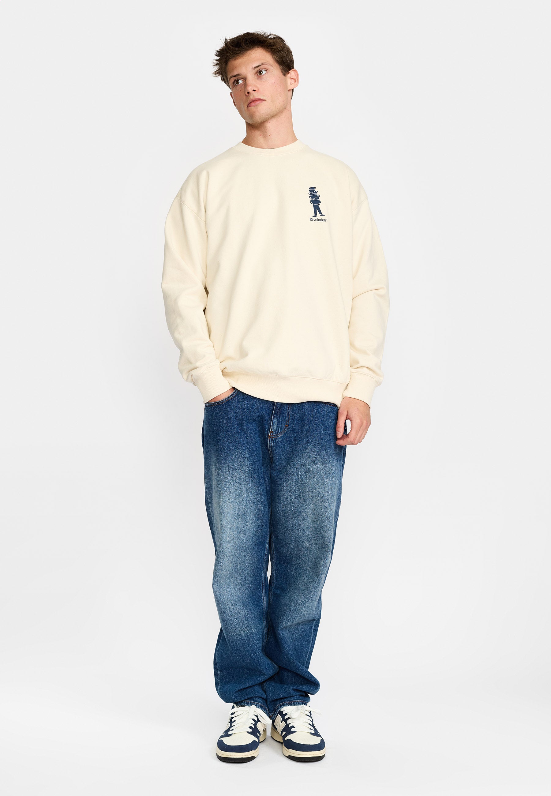 Revolution Printed Crewneck Sweatshirts Offwhite