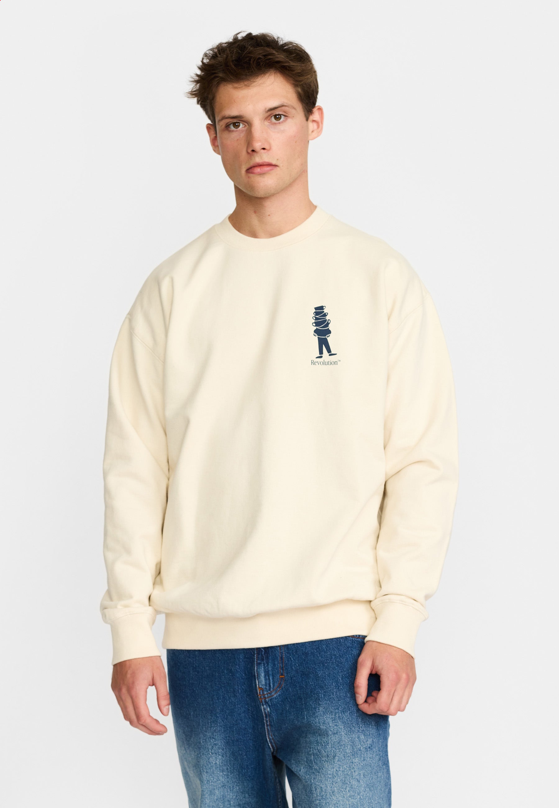 Revolution Printed Crewneck Sweatshirts Offwhite