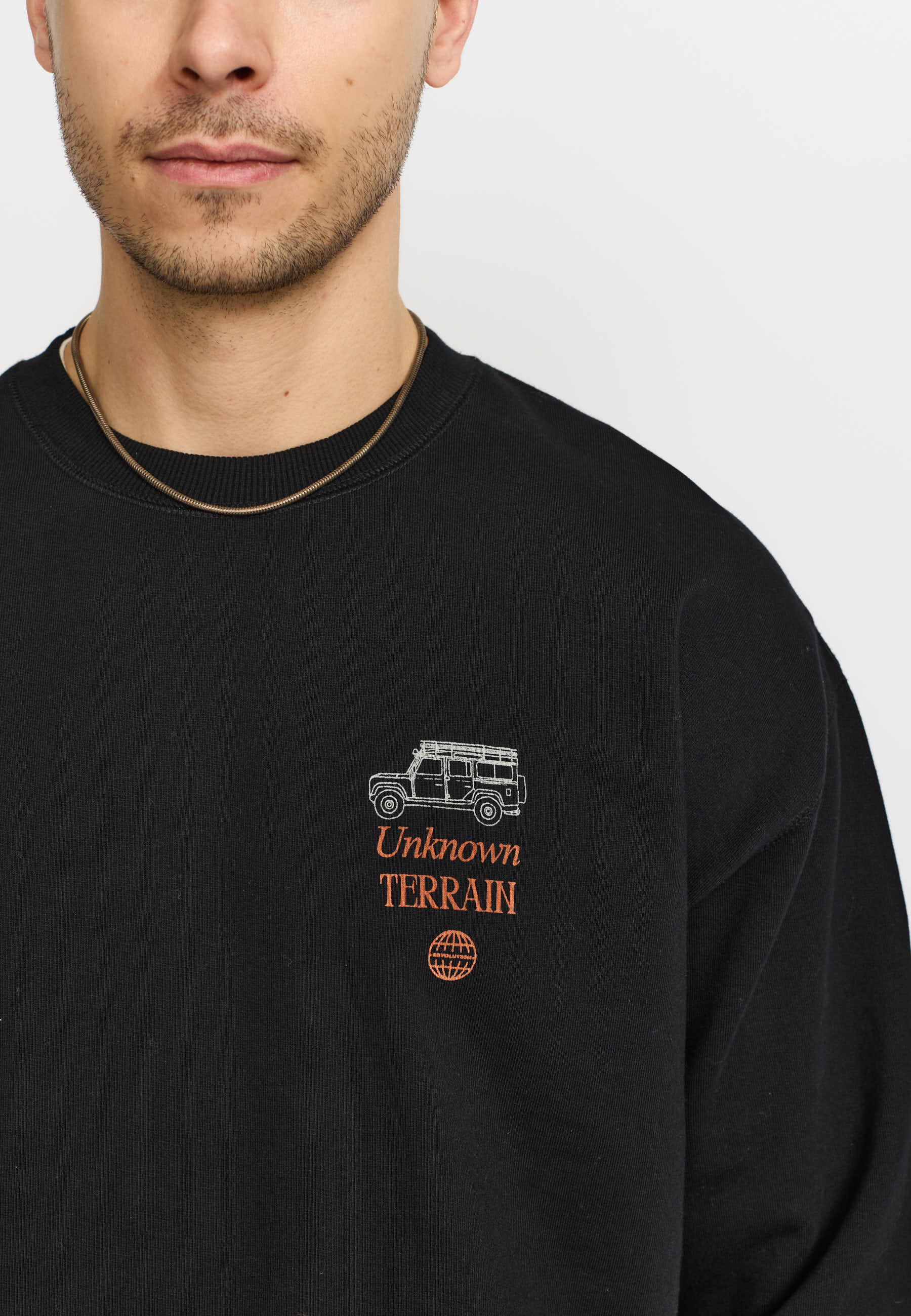 Revolution Printed Crewneck Sweatshirts Black