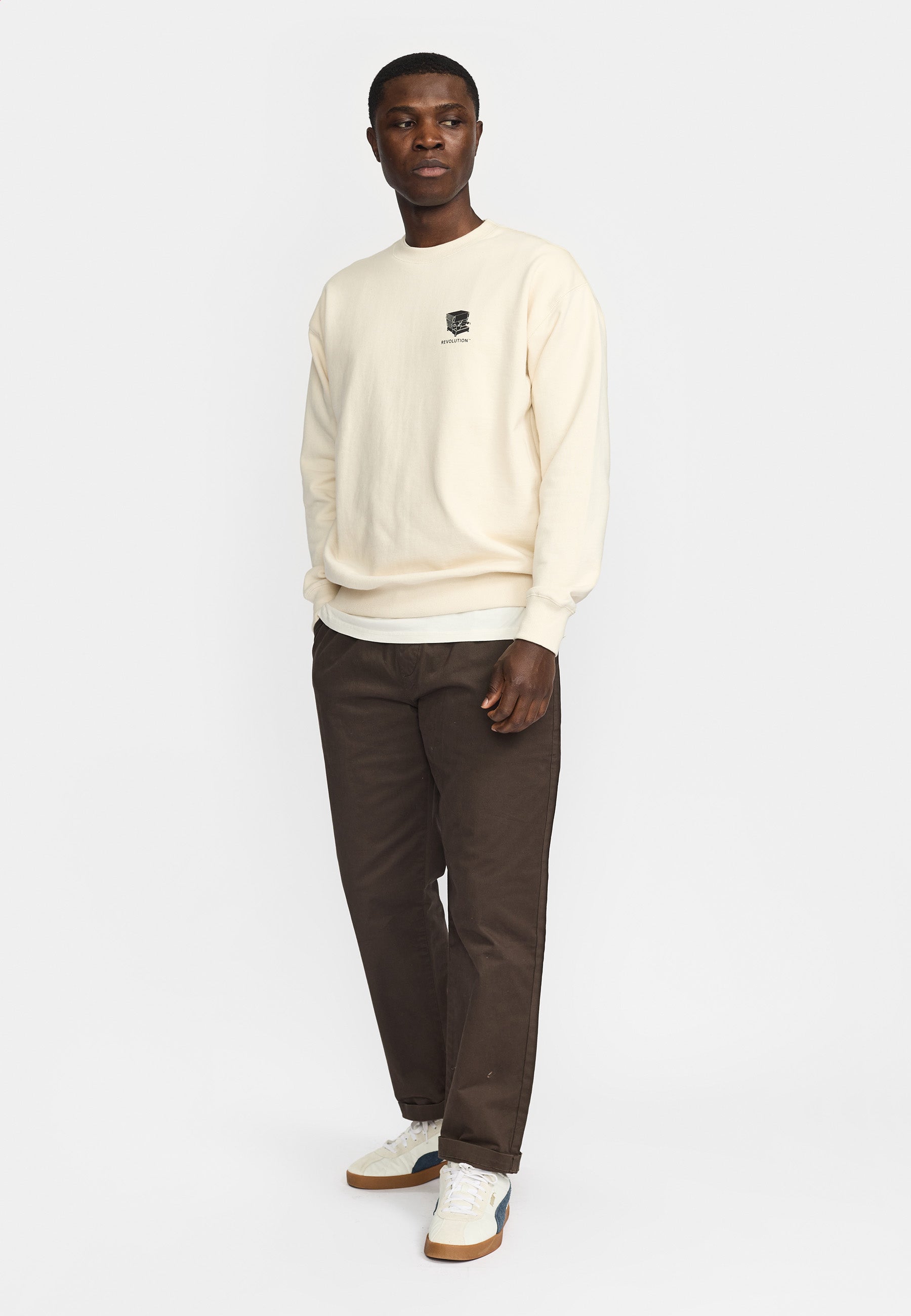 Revolution Printed Crewneck Sweatshirts Offwhite