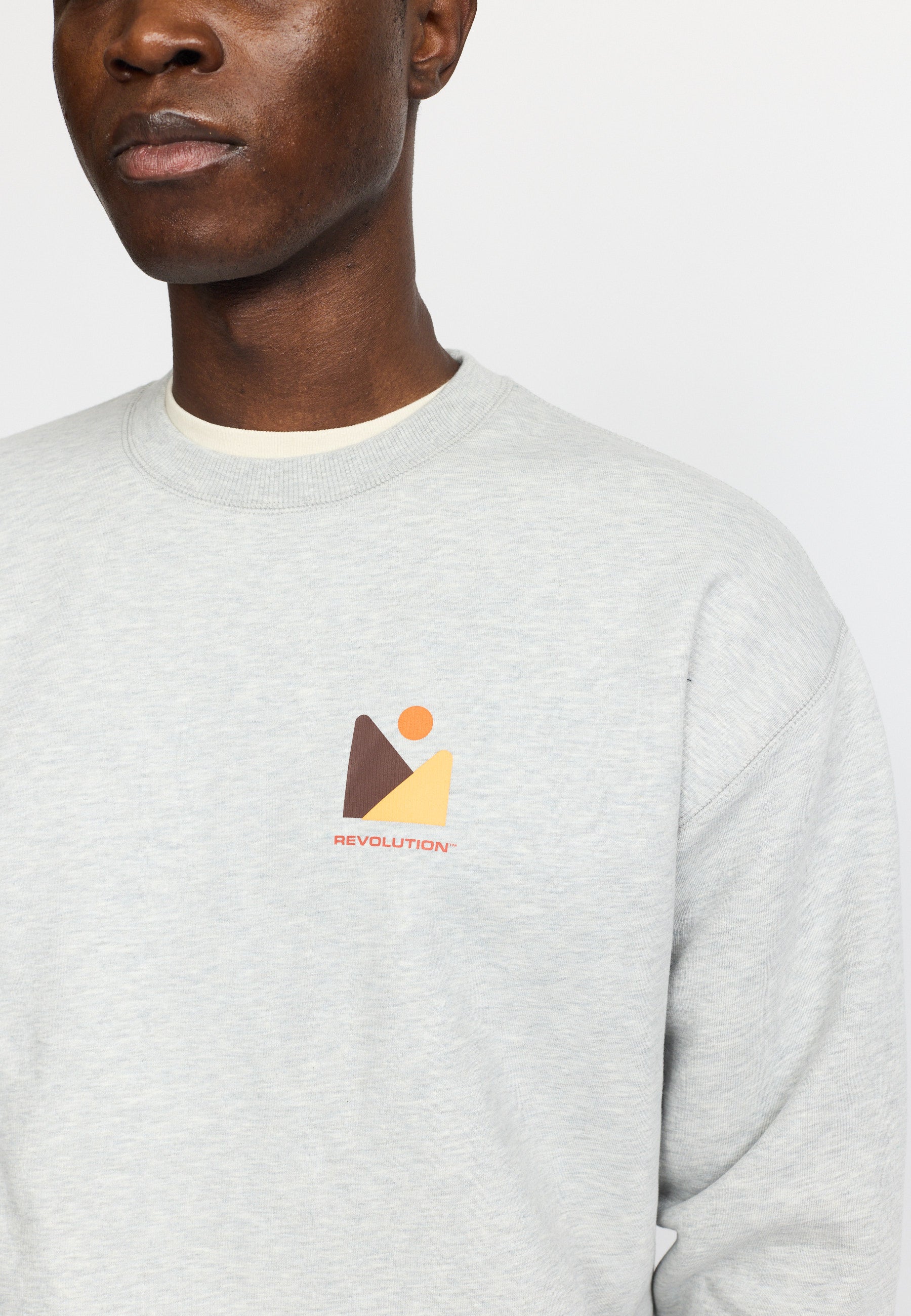Revolution Printed Crewneck Sweatshirts Grey-melange