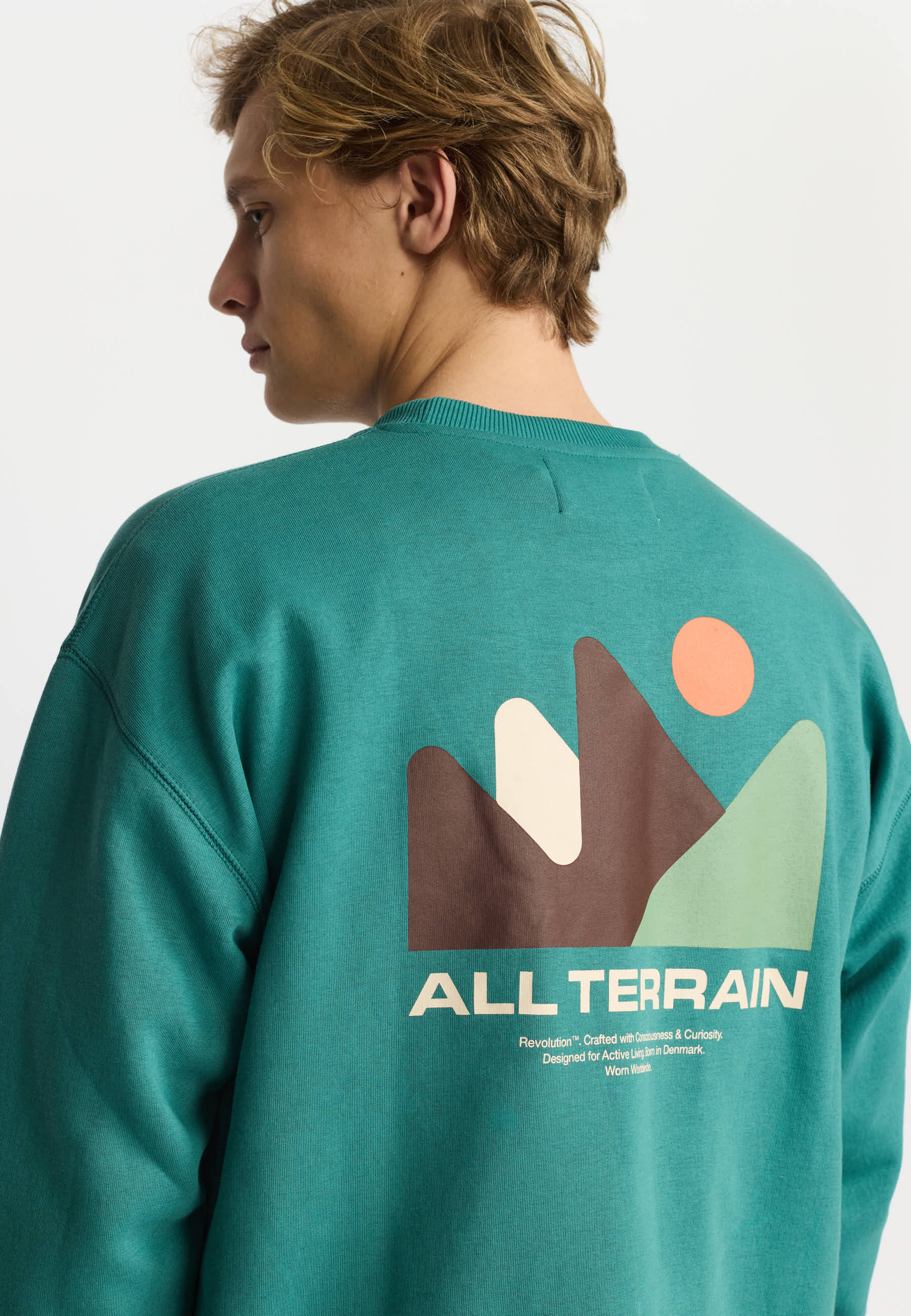 Revolution Printed Crewneck Sweatshirts Petrol