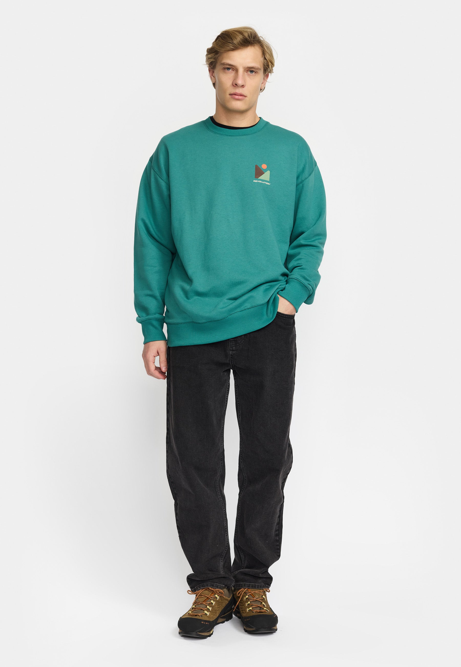 Revolution Printed Crewneck Sweatshirts Petrol