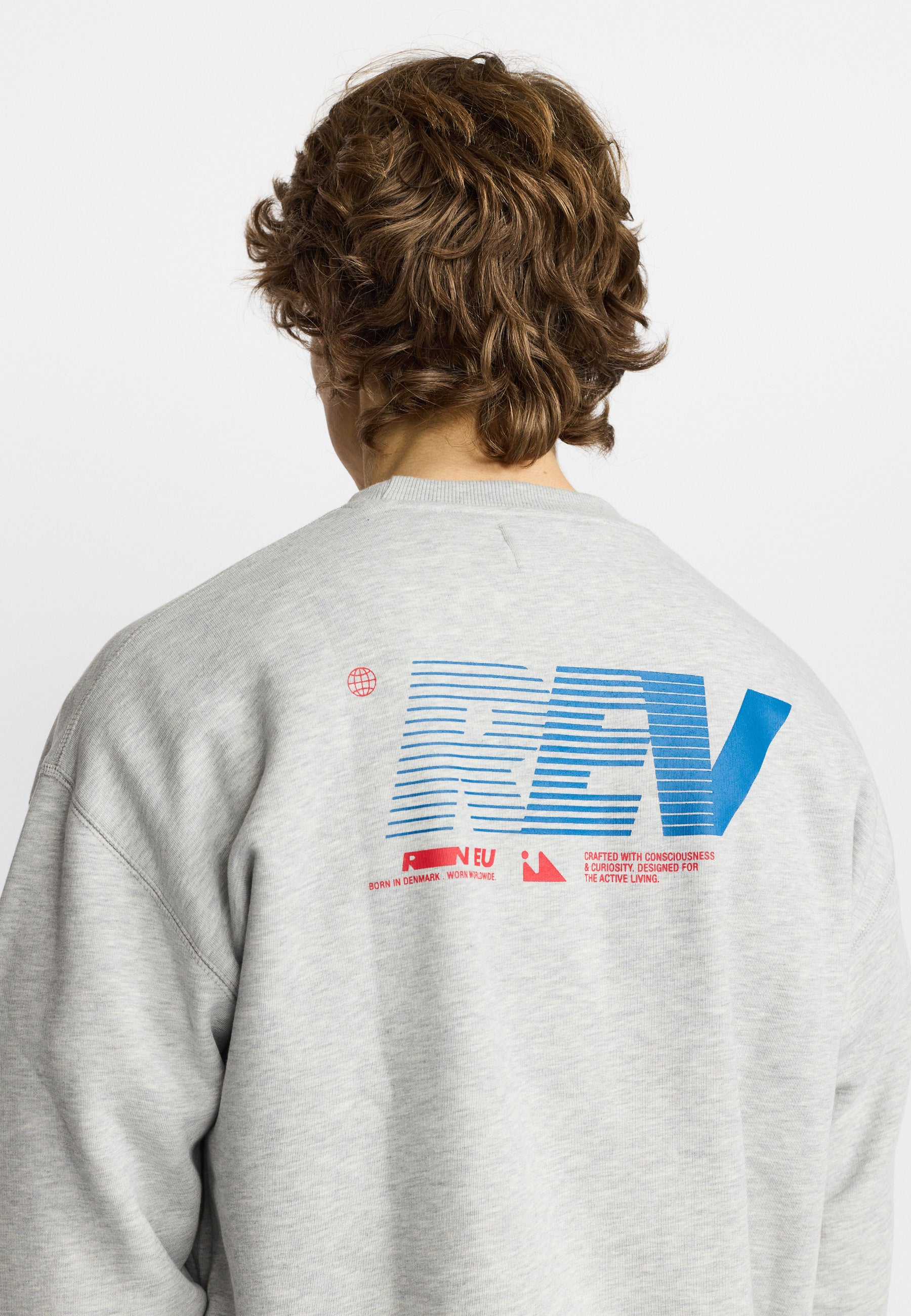Revolution Printed Crewneck Sweatshirts Grey-melange