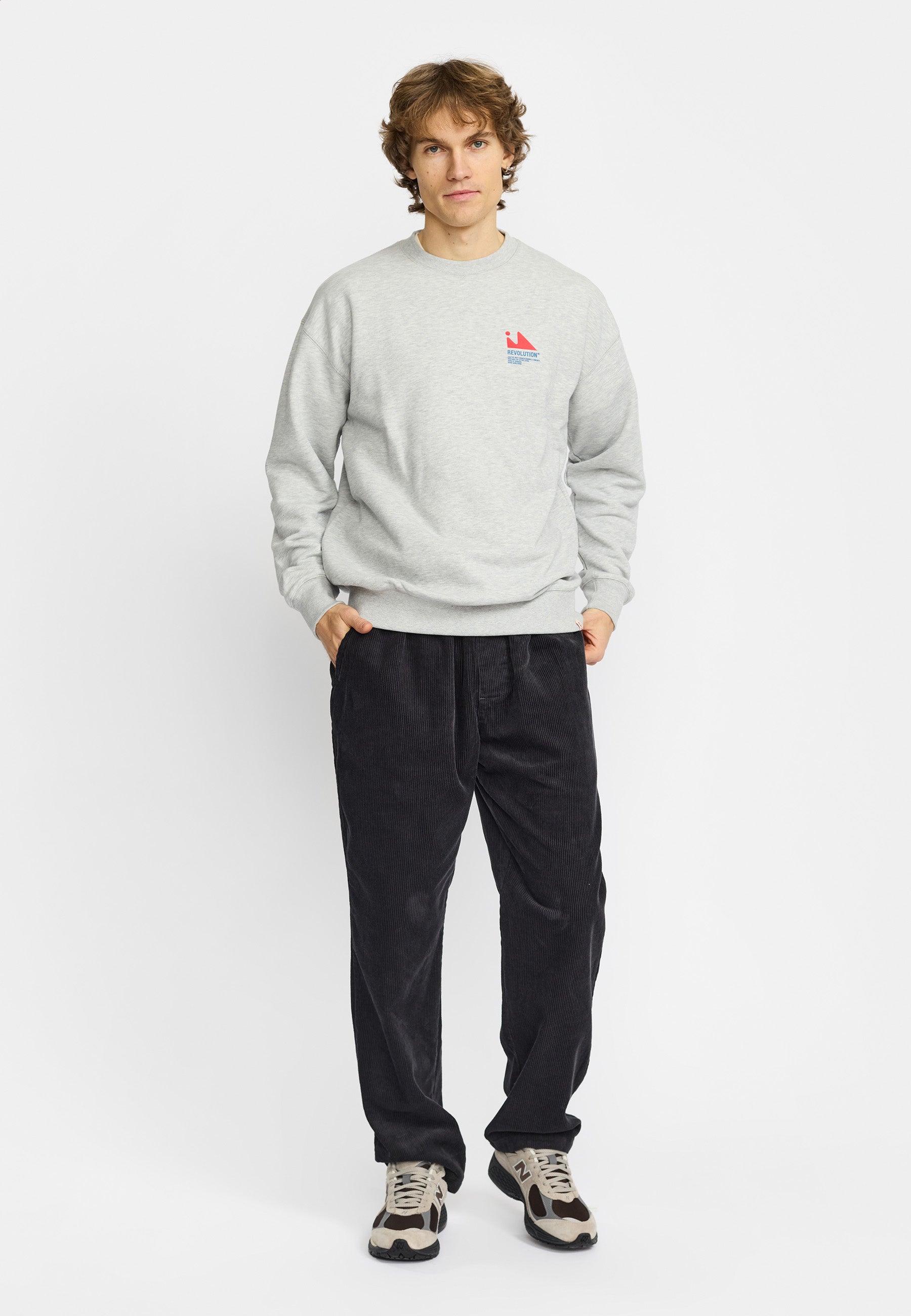 Revolution Printed Crewneck Sweatshirts Grey-melange