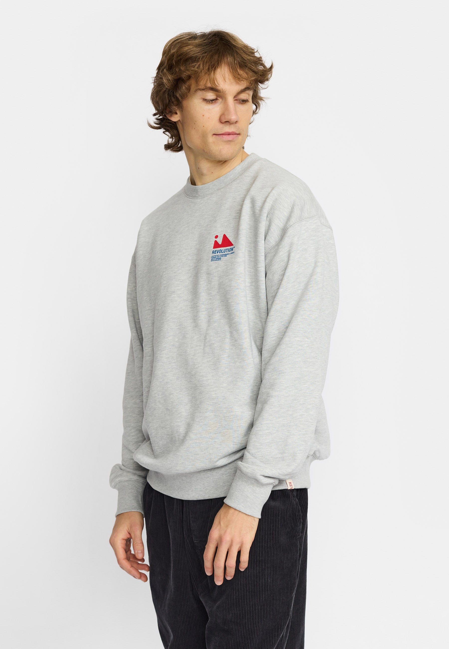 Revolution Printed Crewneck Sweatshirts Grey-melange