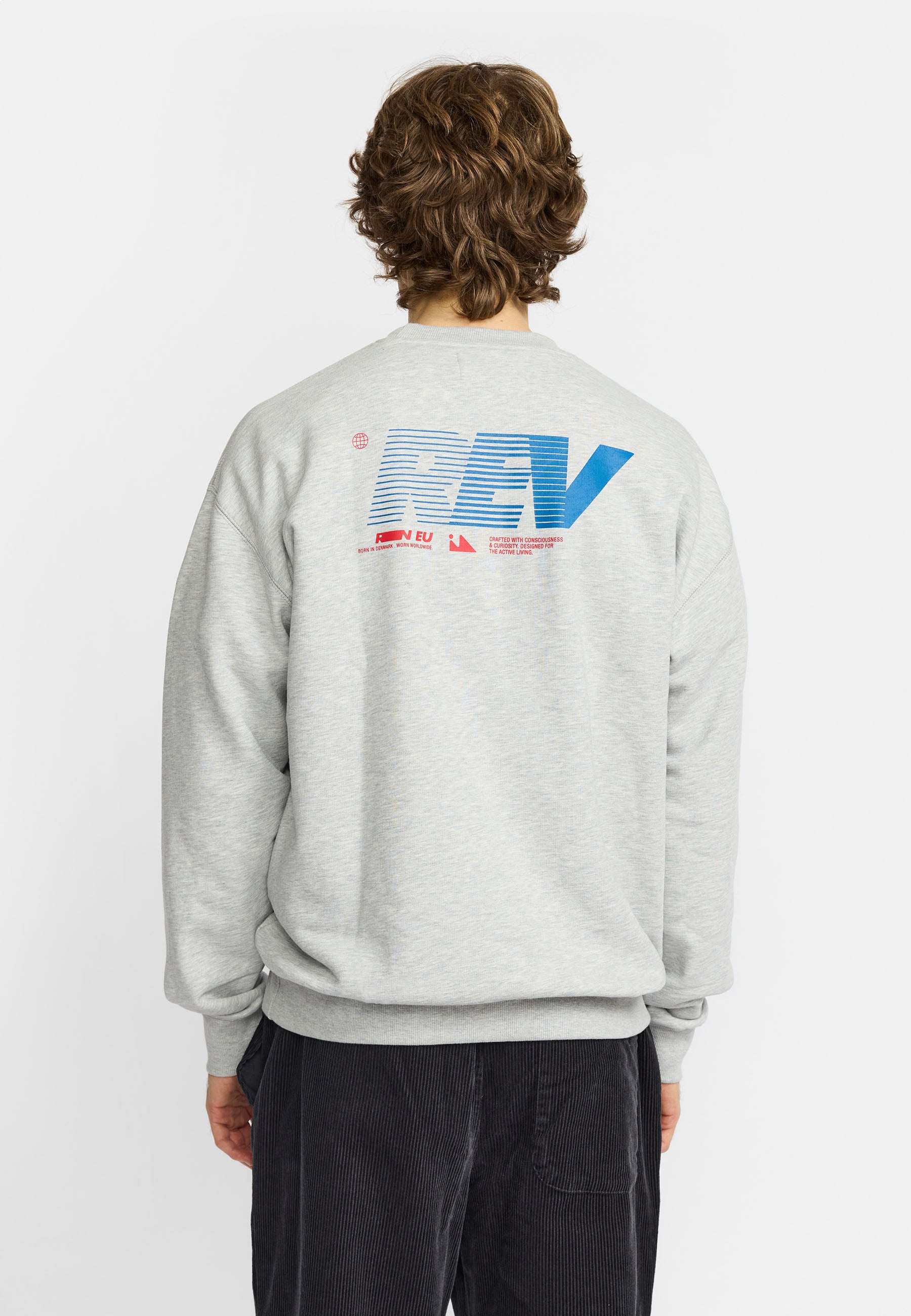 Revolution Printed Crewneck Sweatshirts Grey-melange