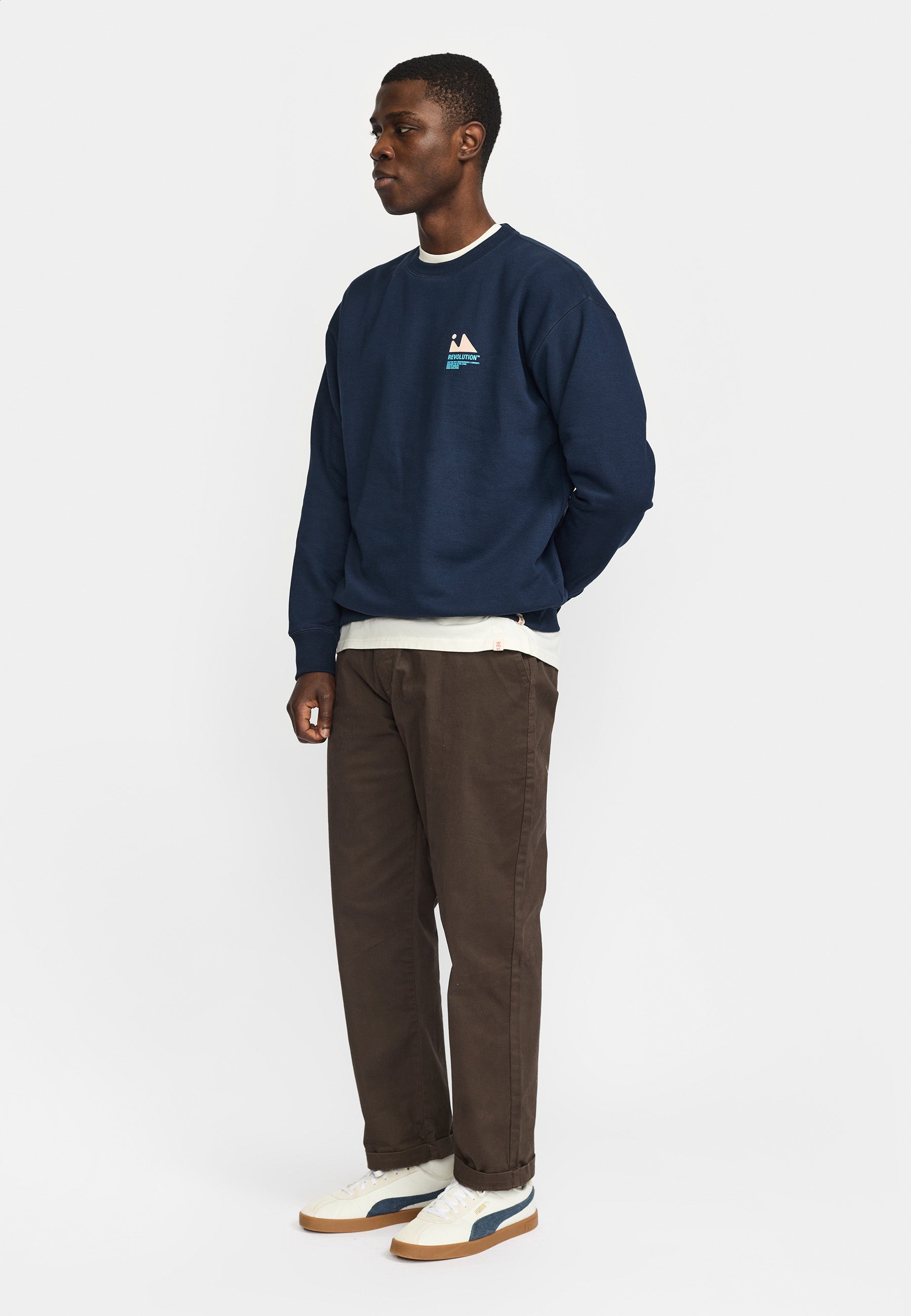Revolution Printed Crewneck Sweatshirts Navy