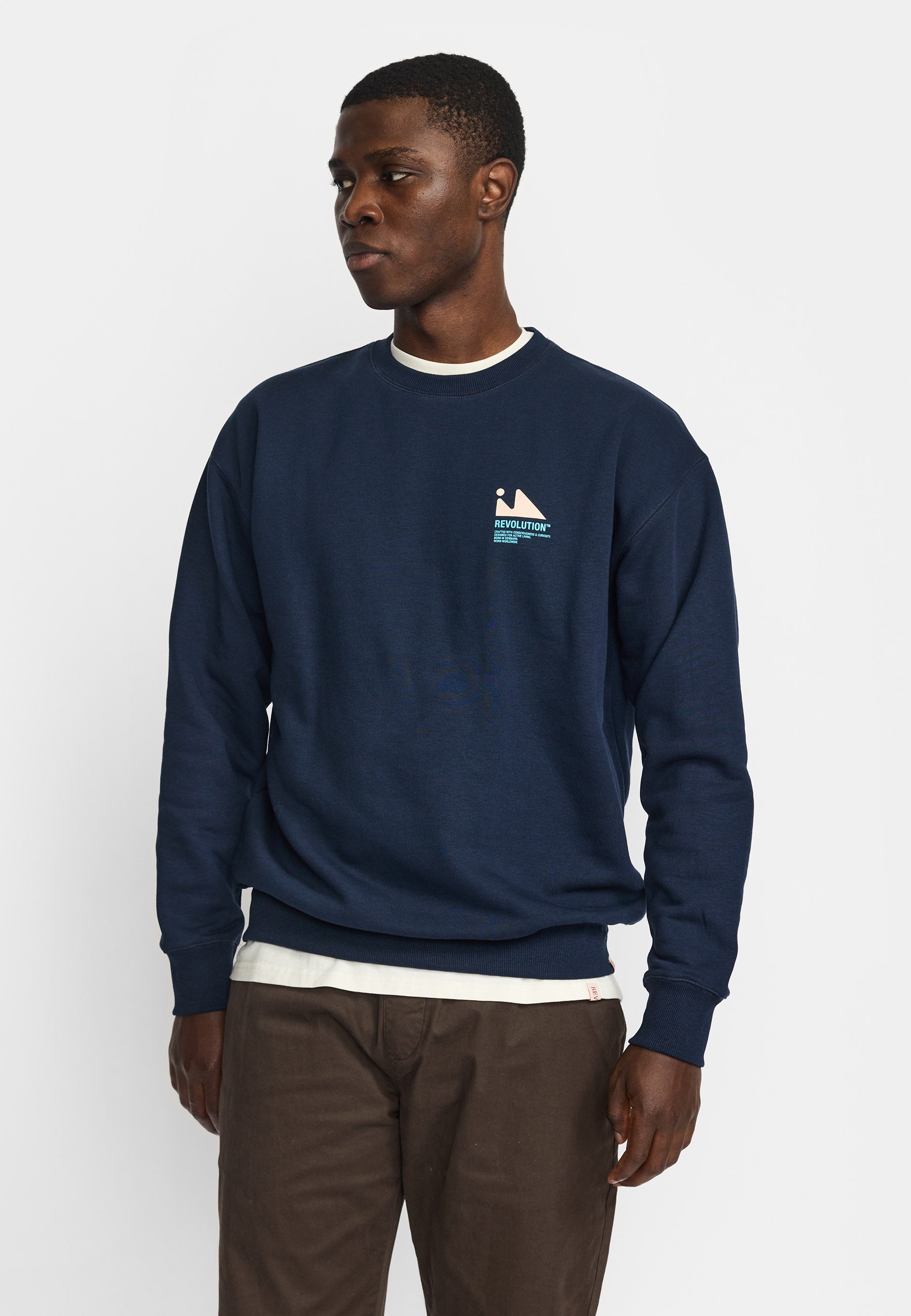 Revolution Printed Crewneck Sweatshirts Navy