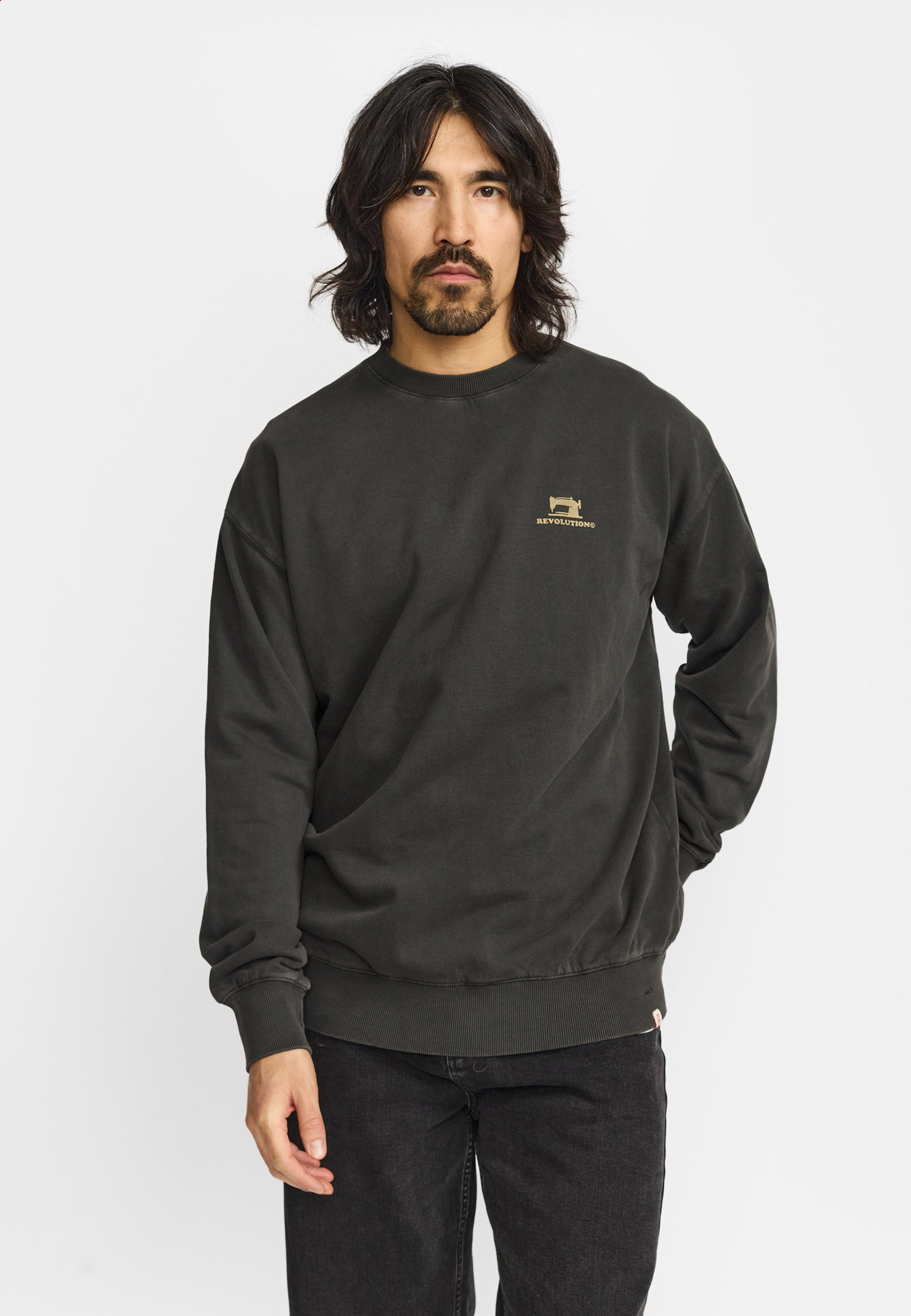 Revolution Printed Crewneck Sweatshirts Black