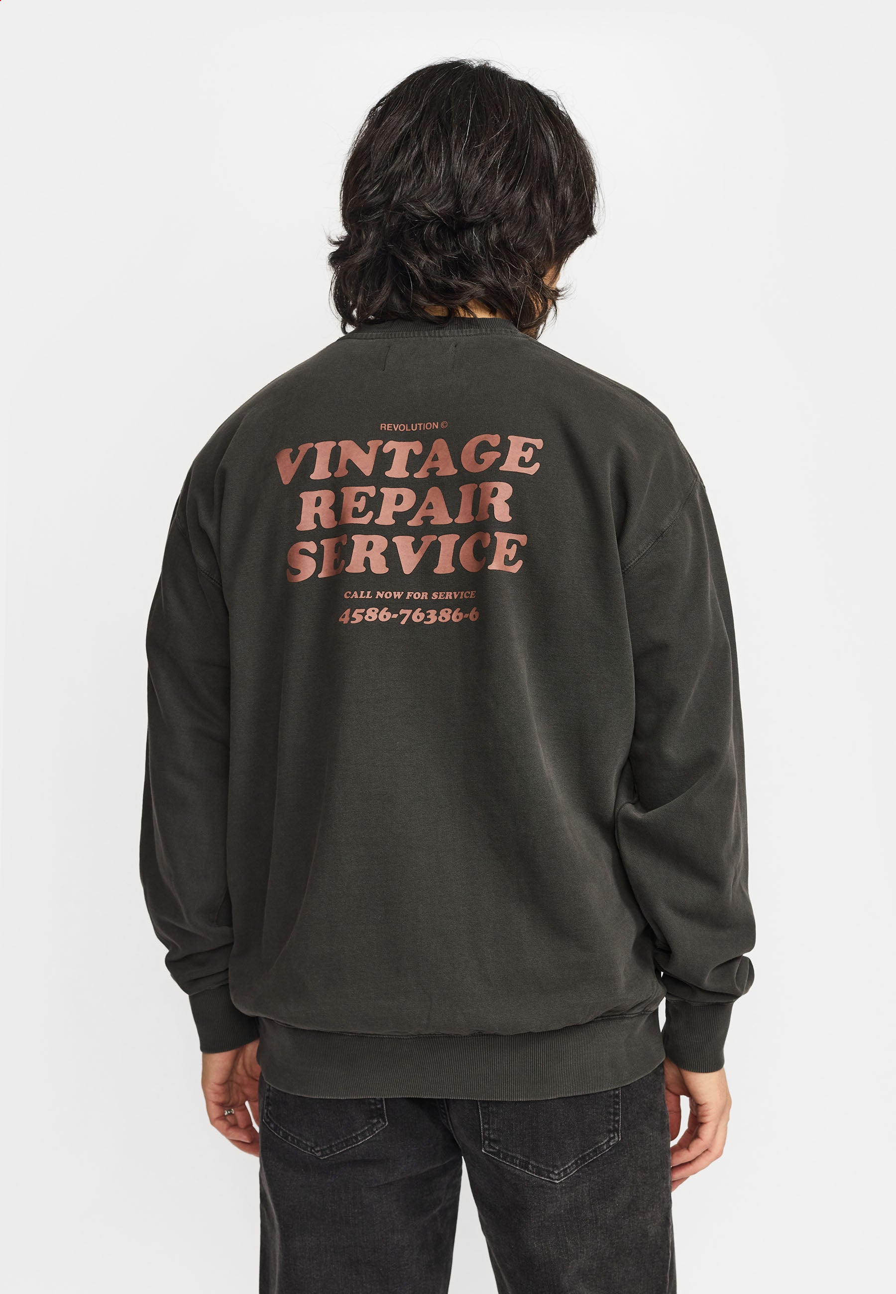 Revolution Printed Crewneck Sweatshirts Black