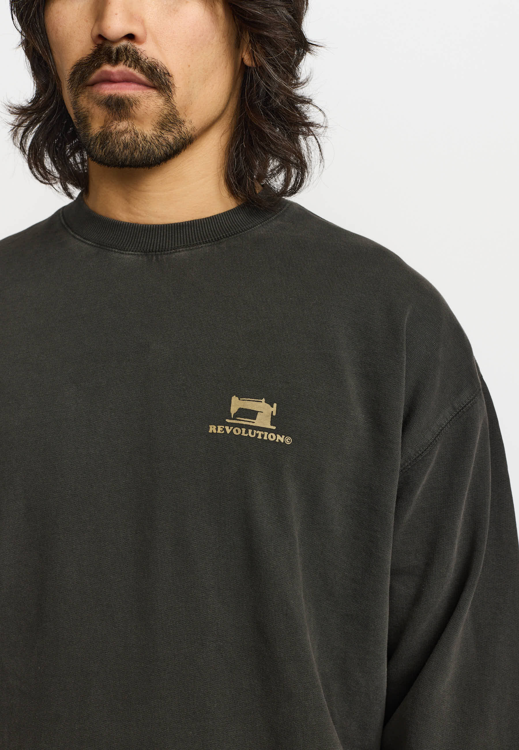 Revolution Printed Crewneck Sweatshirts Black