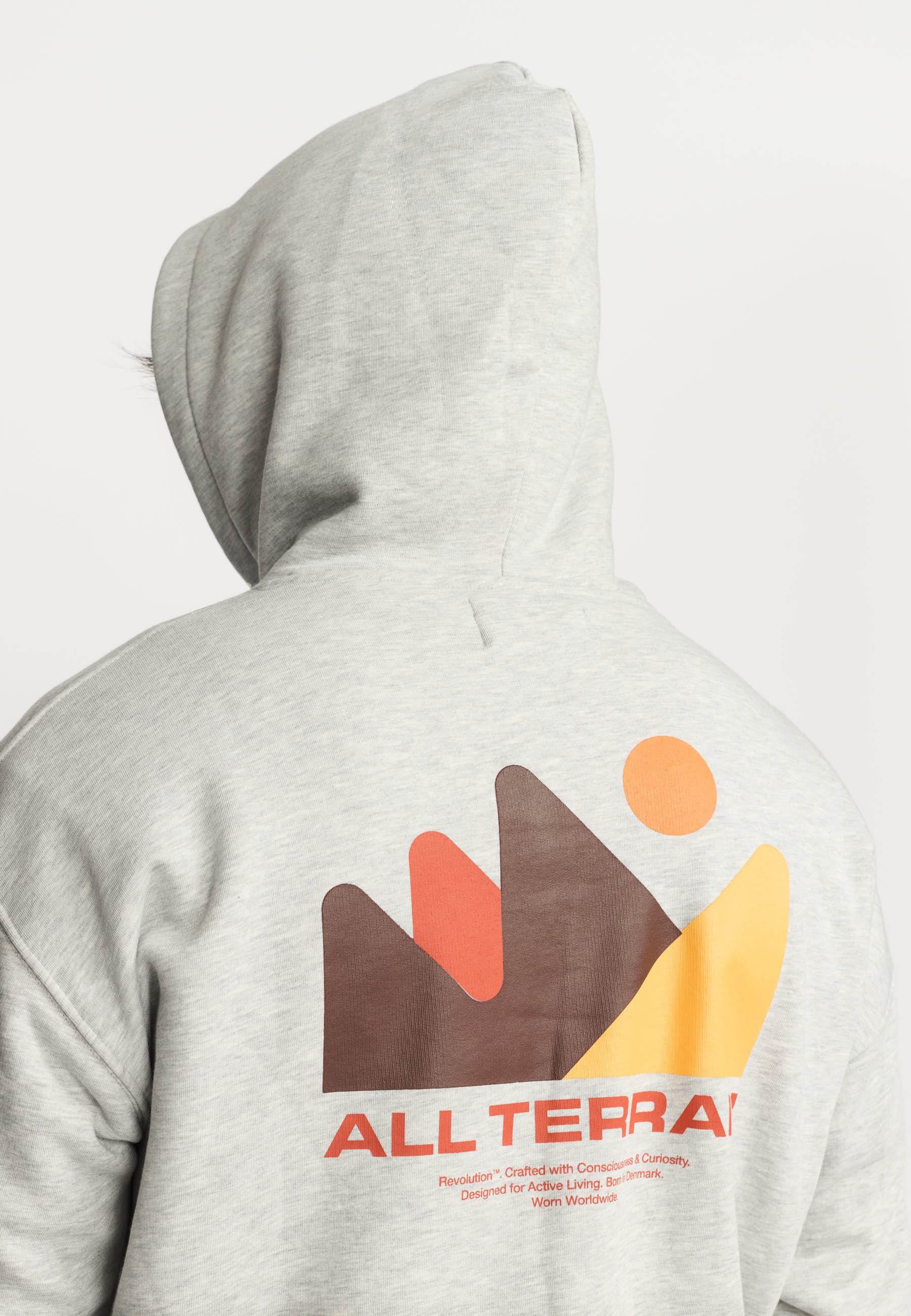 Revolution Printed Hoodie Sweatshirts Grey-melange