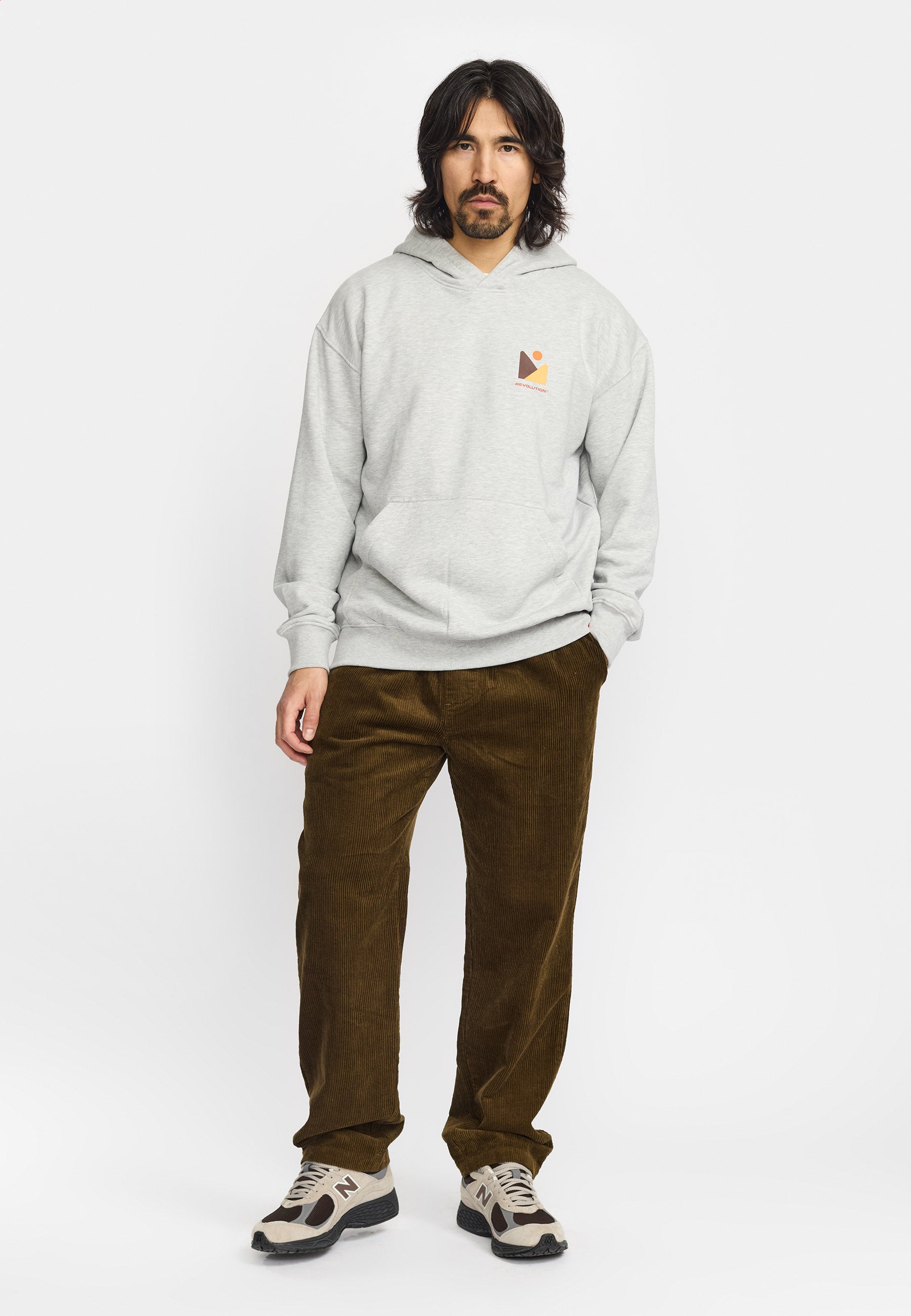 Revolution Printed Hoodie Sweatshirts Grey-melange