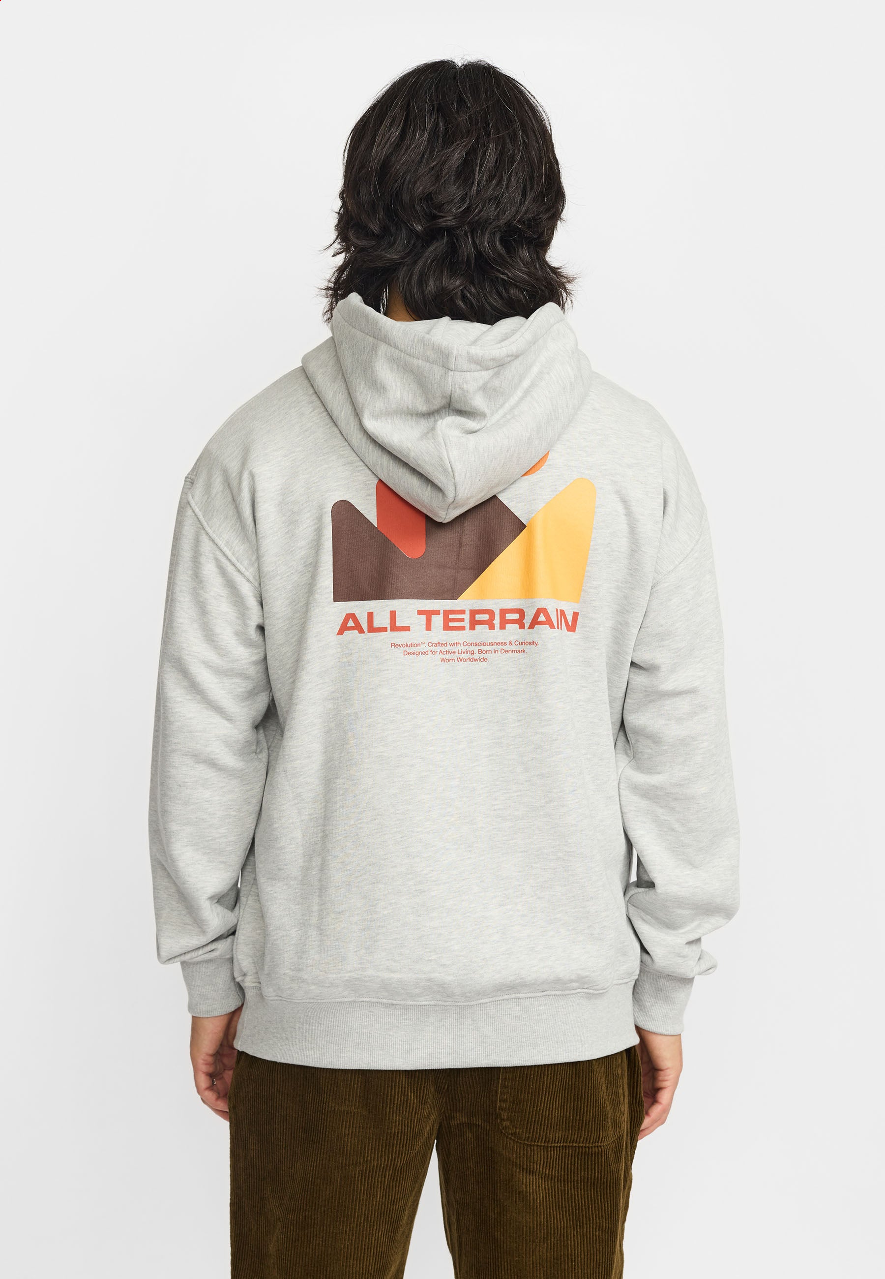 Revolution Printed Hoodie Sweatshirts Grey-melange