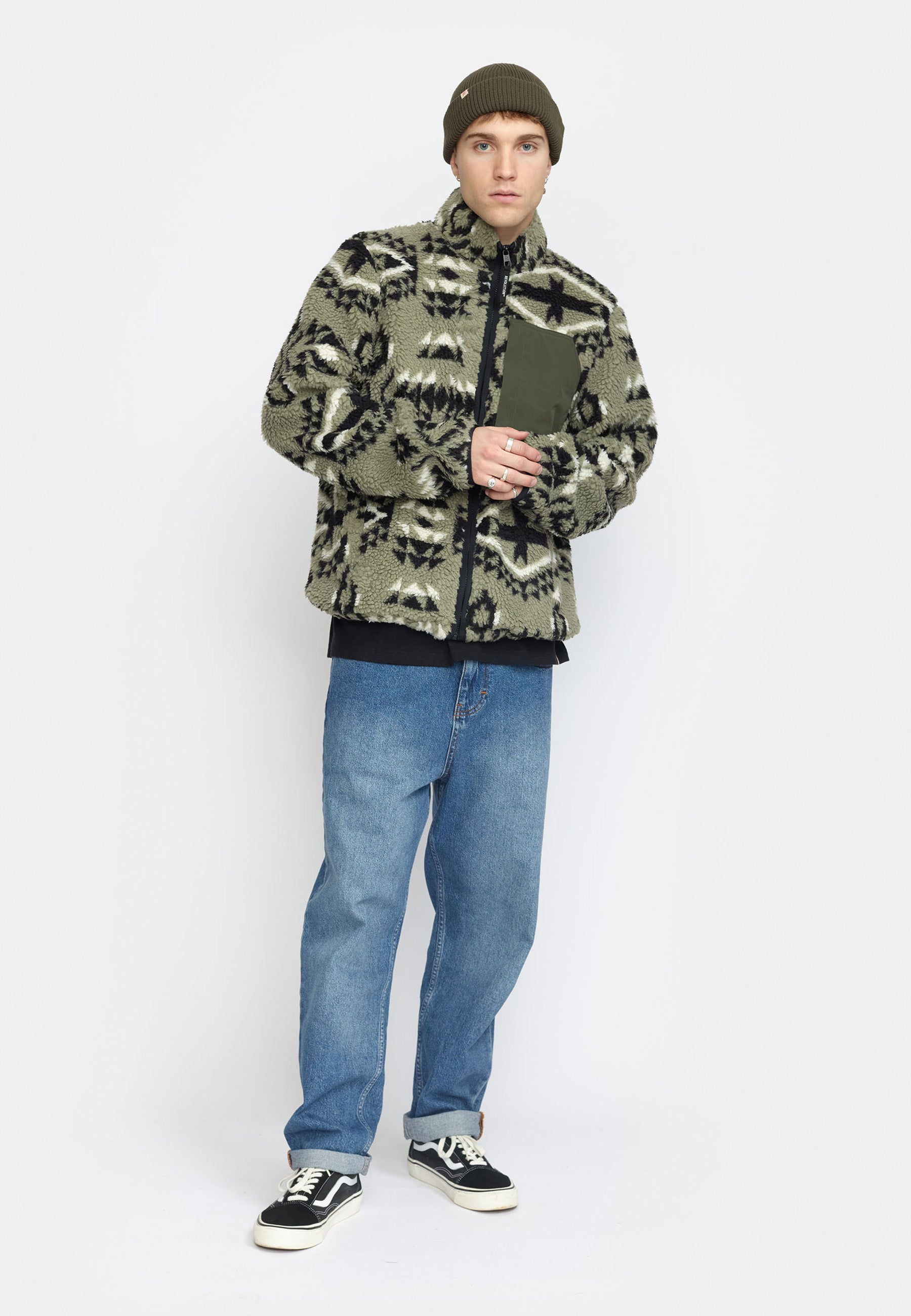 Revolution Printed Pocket Teddy Fleece Lightgreen