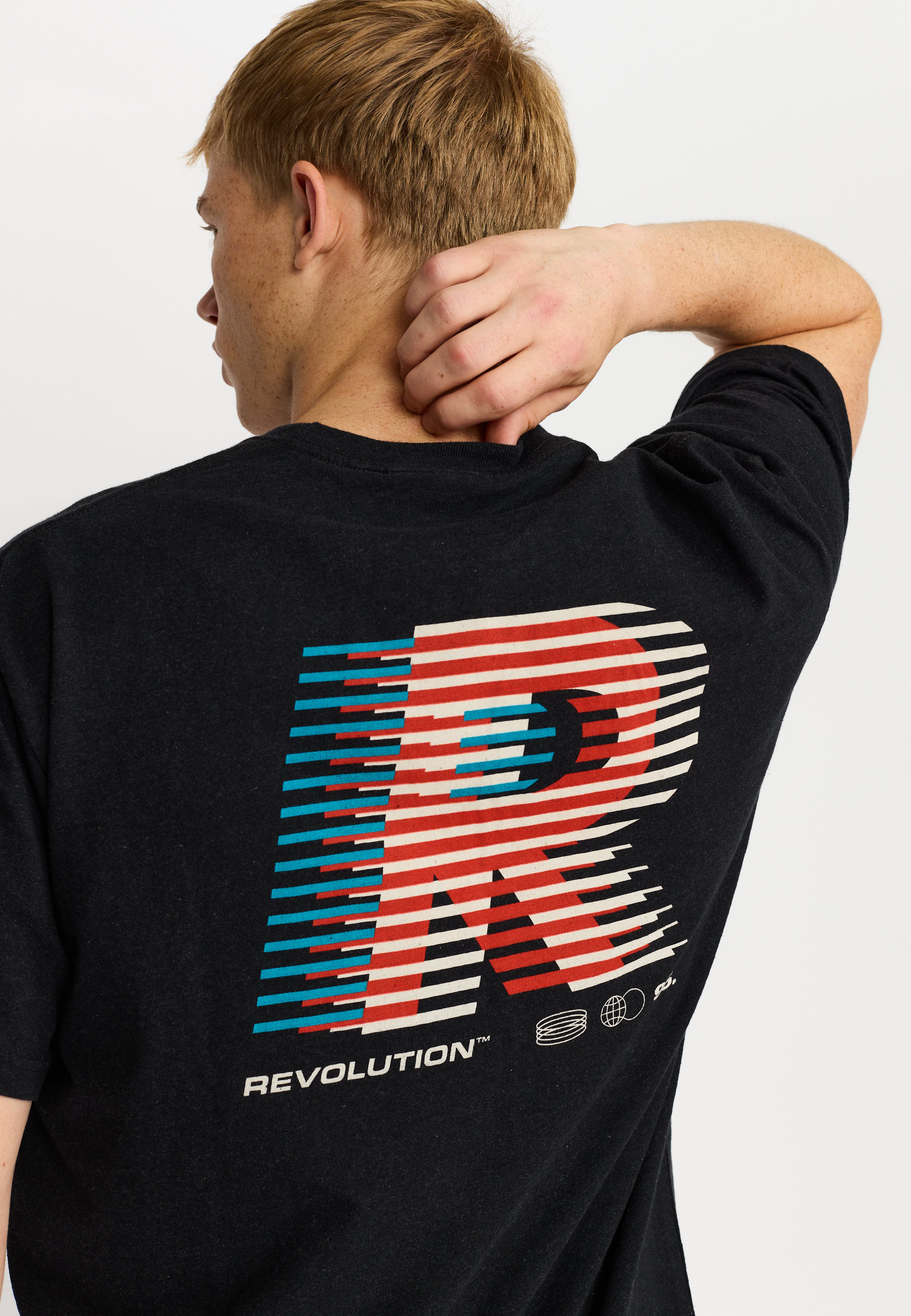 Revolution Printed T-shirt T-Shirts Black-melange
