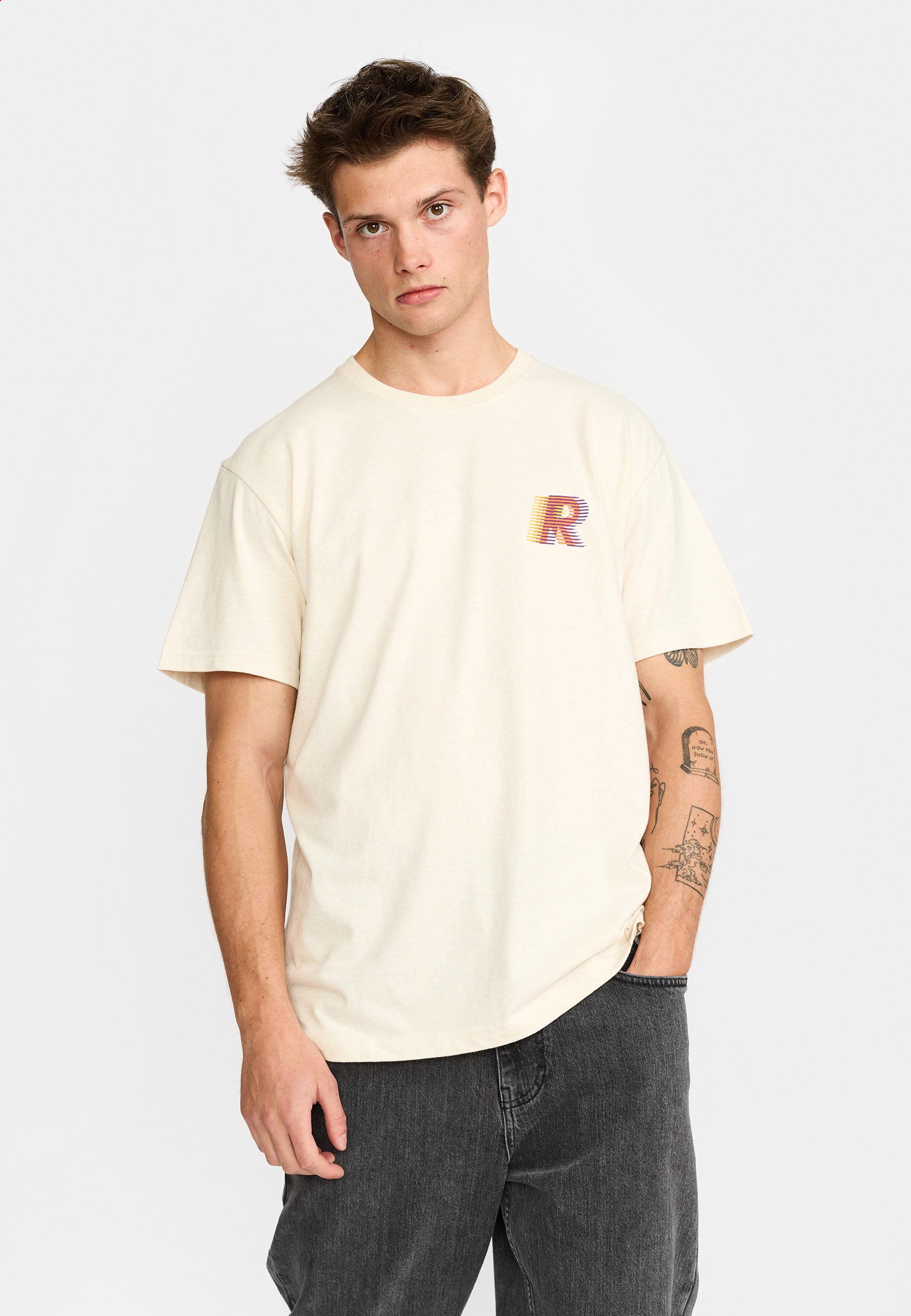 Revolution Printed T-shirt T-Shirts Offwhite-melange