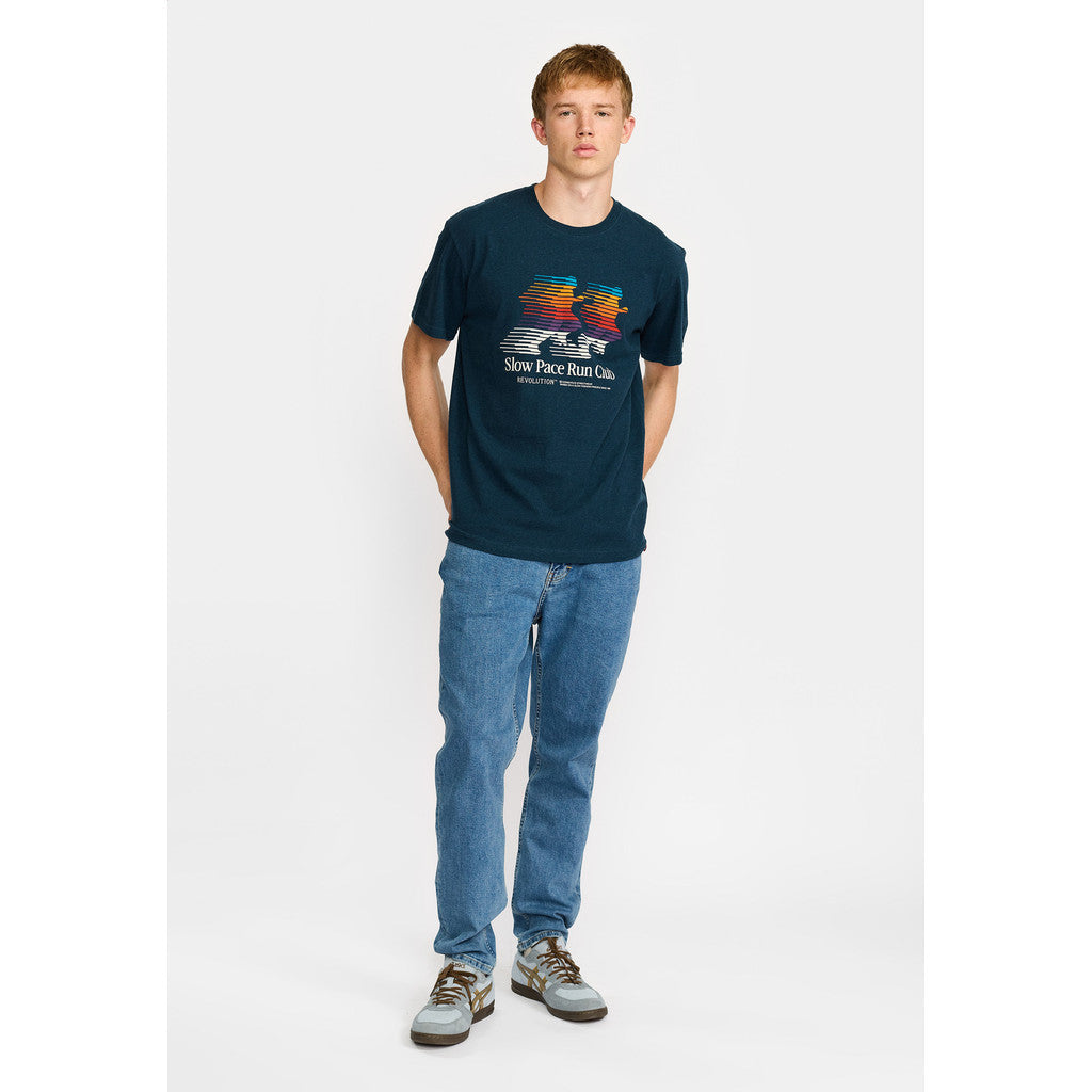 Revolution Printed T-shirt T-Shirts Darkpetrol-melange