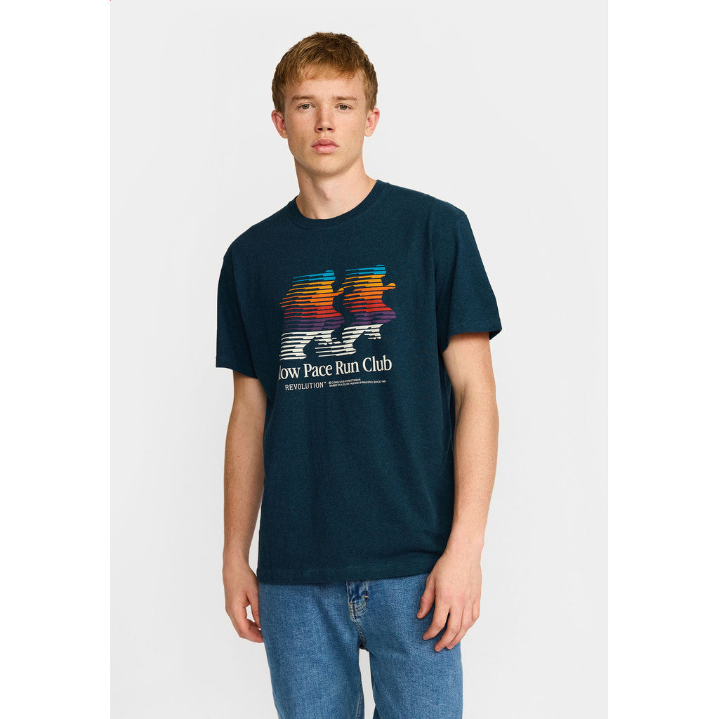 Revolution Printed T-shirt T-Shirts Darkpetrol-melange
