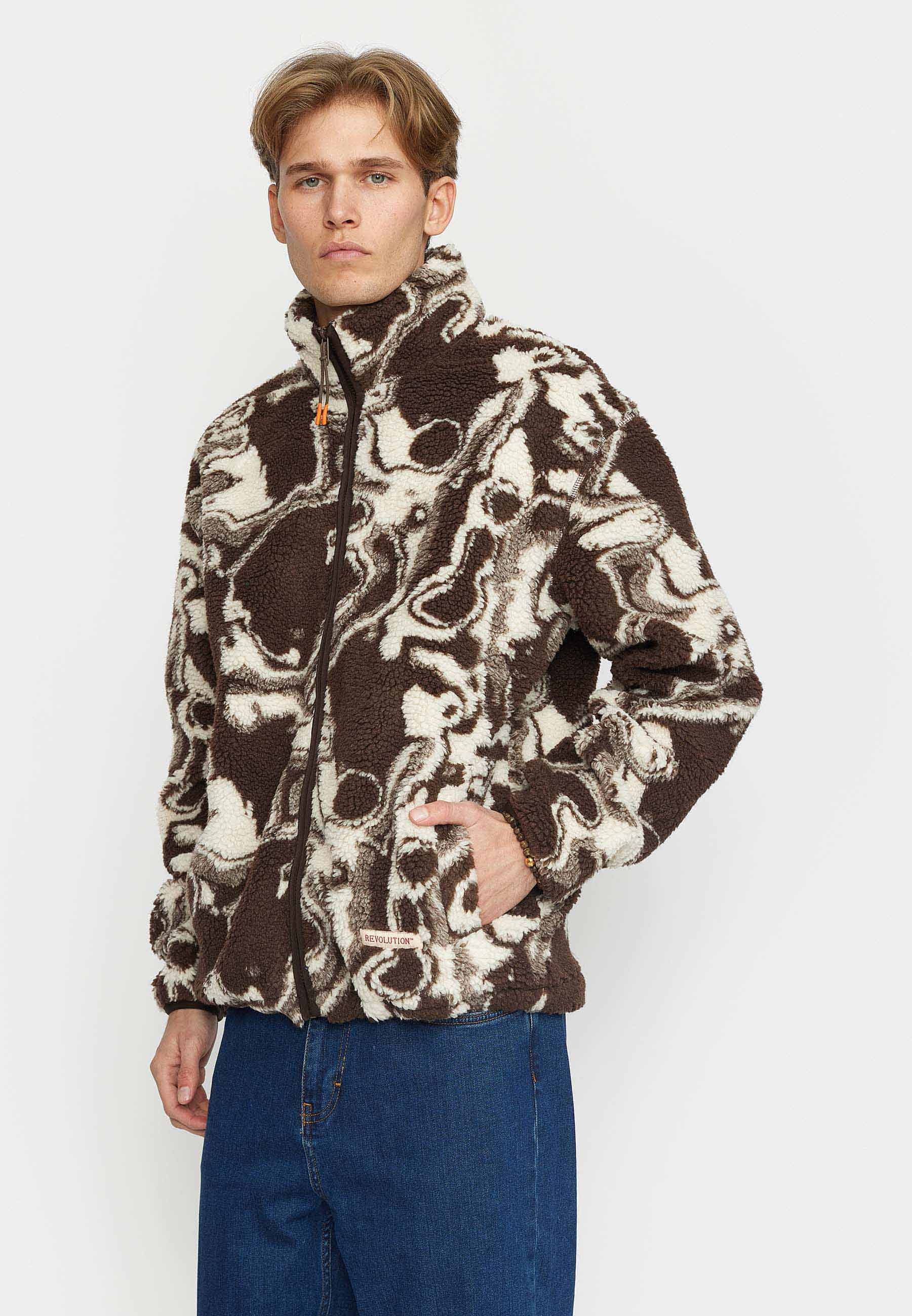 Revolution Printed Teddy Jacket Fleece Brown