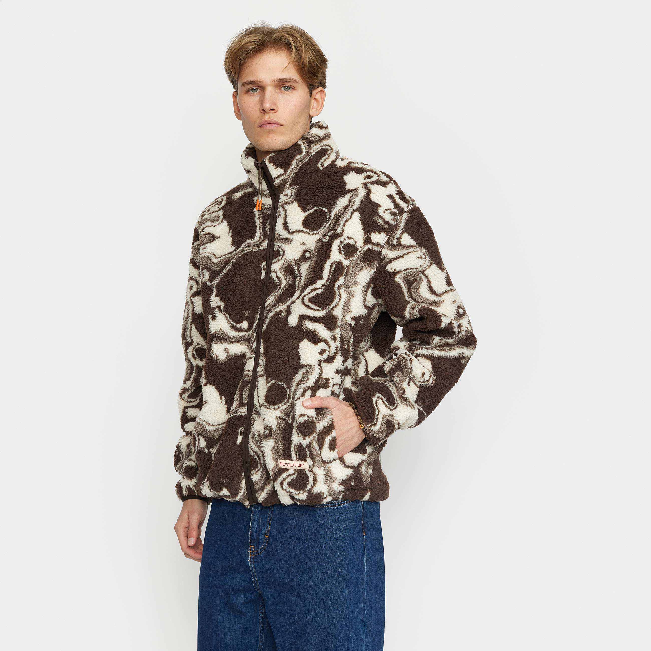 Revolution Printed Teddy Jacket Fleece Brown