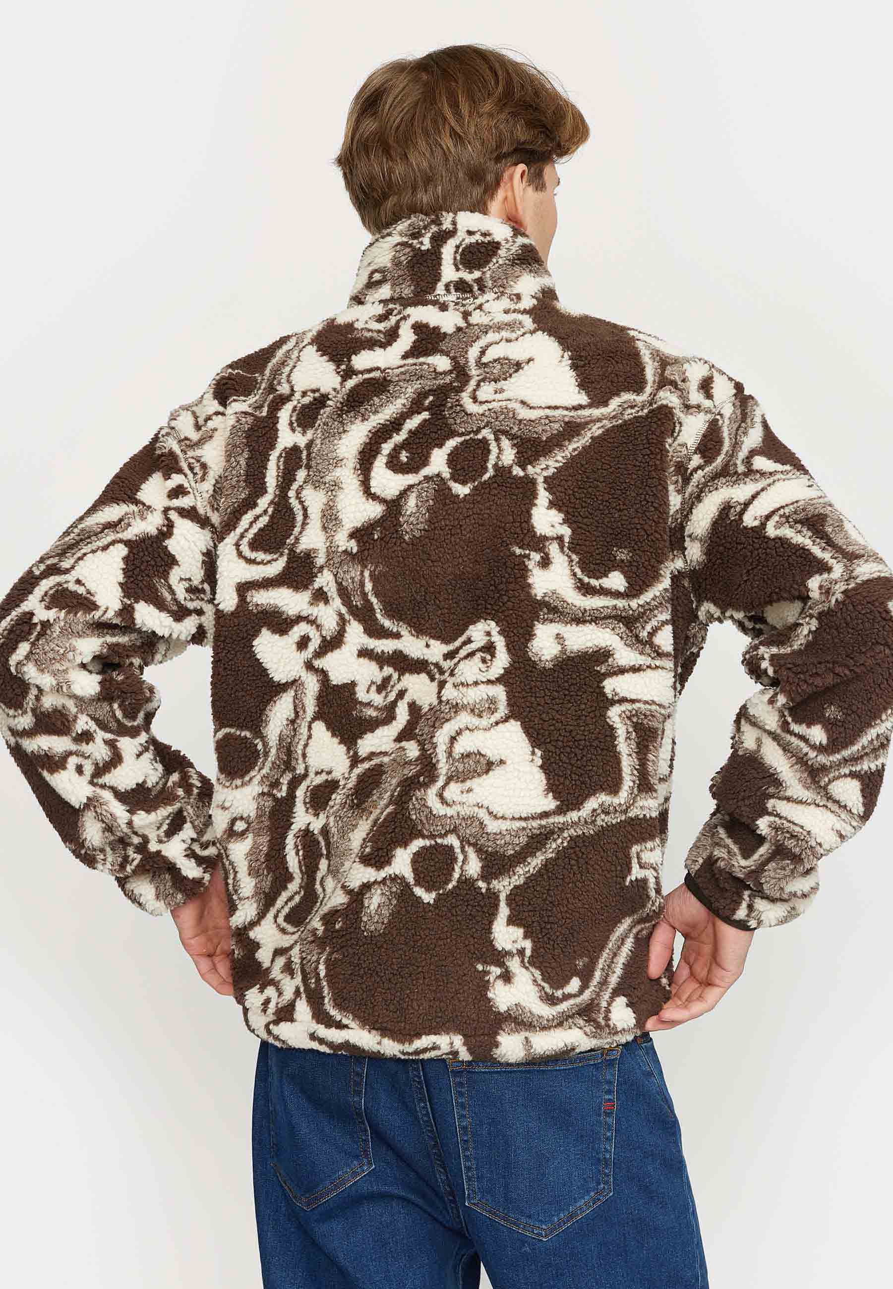 Revolution Printed Teddy Jacket Fleece Brown