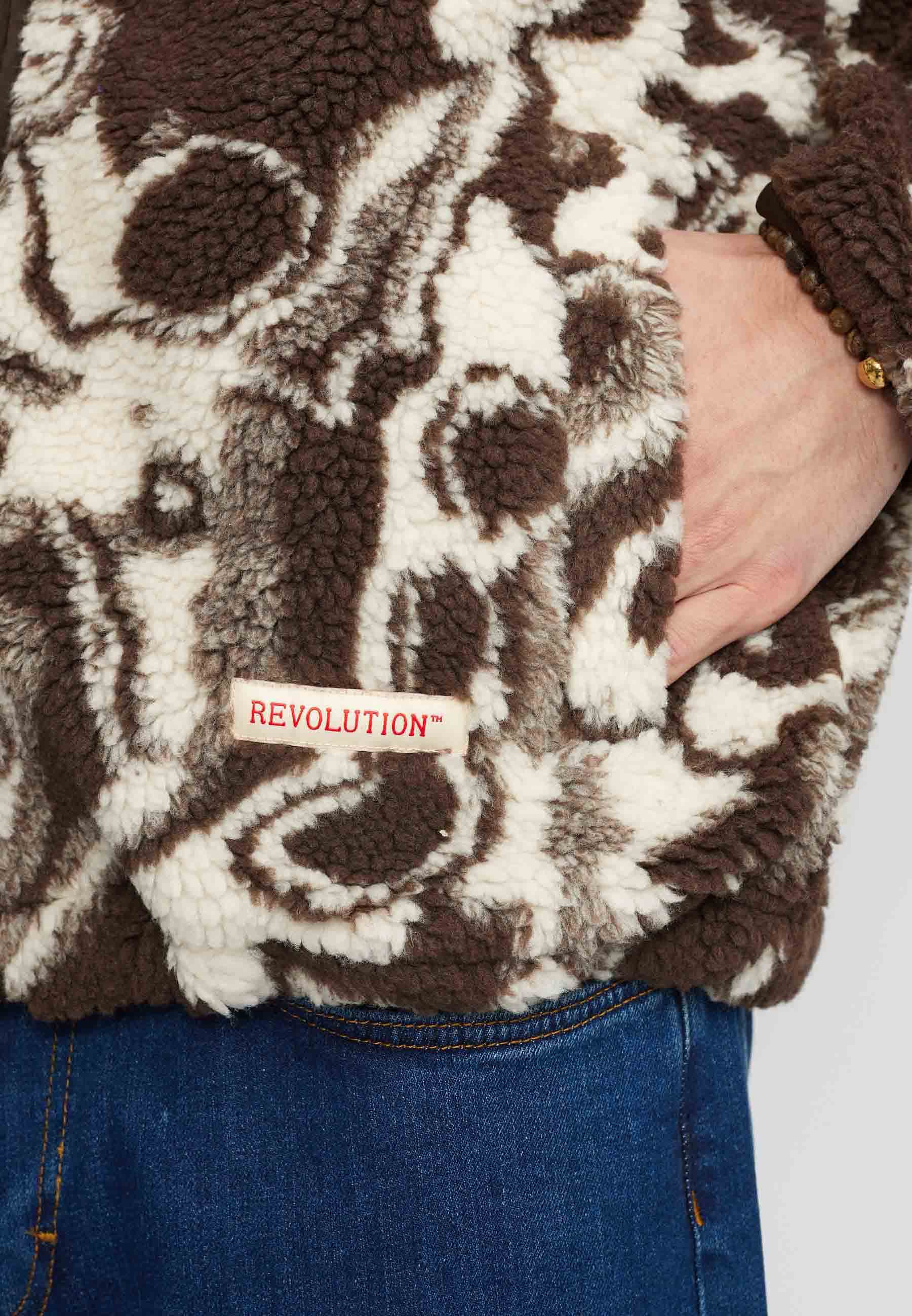 Revolution Printed Teddy Jacket Fleece Brown